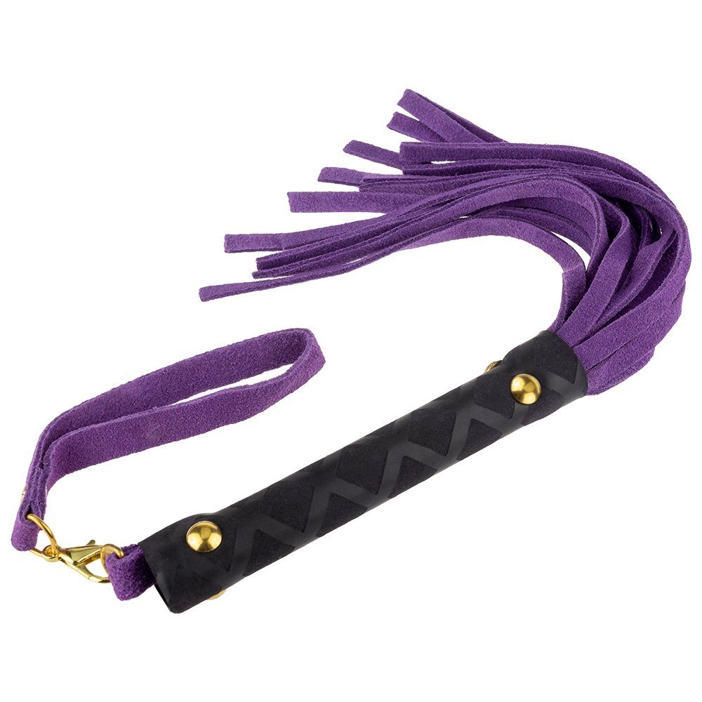 Sandritas Erotik-Peitsche Peitsche aus Veloursleder Schwarz Lila Bondage BDSM Rollenspiel