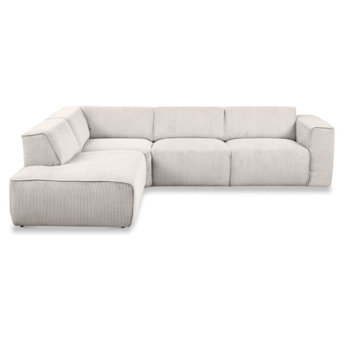 Dixx Divani Ecksofa Three, L-Form, Cordbezug beige, Kedernaht, Ottomane links oder rechts