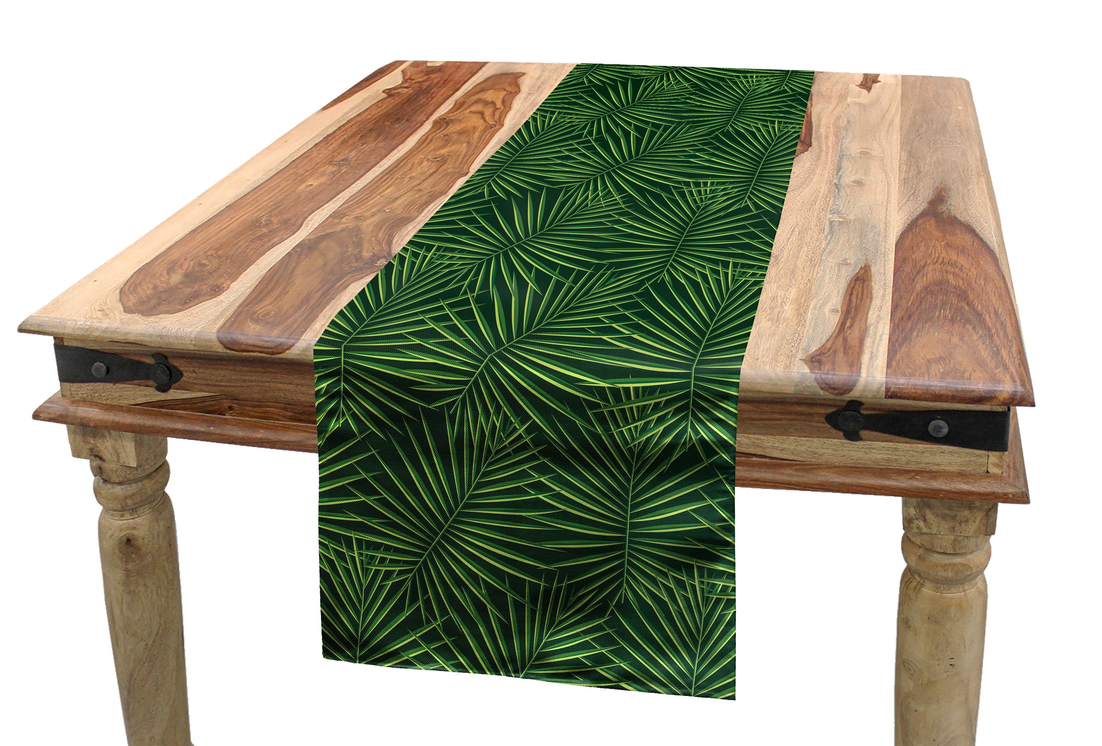 Leaf Küche Dschungel-Laub Tischläufer Esszimmer Palm Tischläufer, Abakuhaus Rechteckiger Dekorativer Monochrome