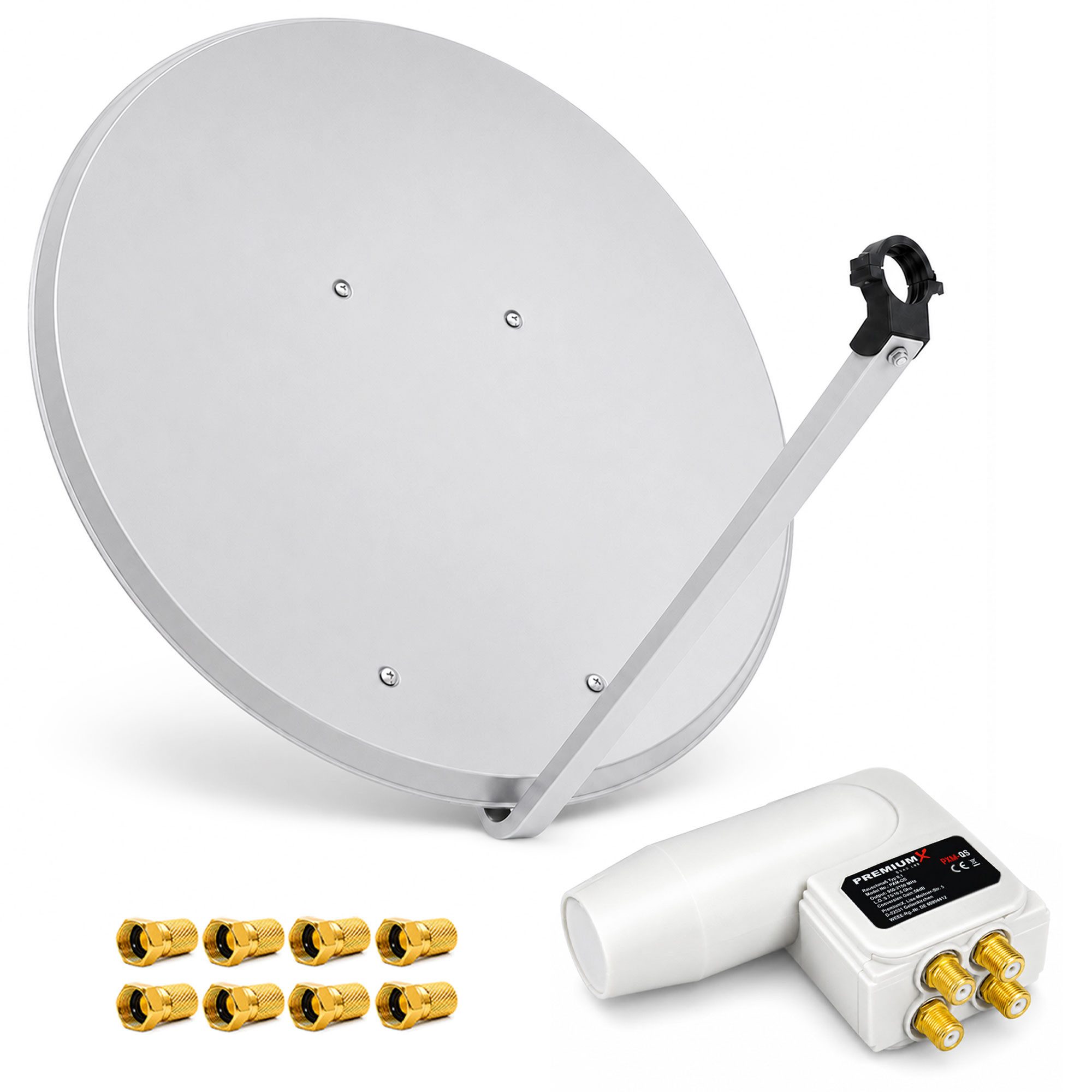 PremiumX SAT Anlage 100cm Satellitenschüssel Aluminium Quad LNB F-Stecker SAT-Antenne