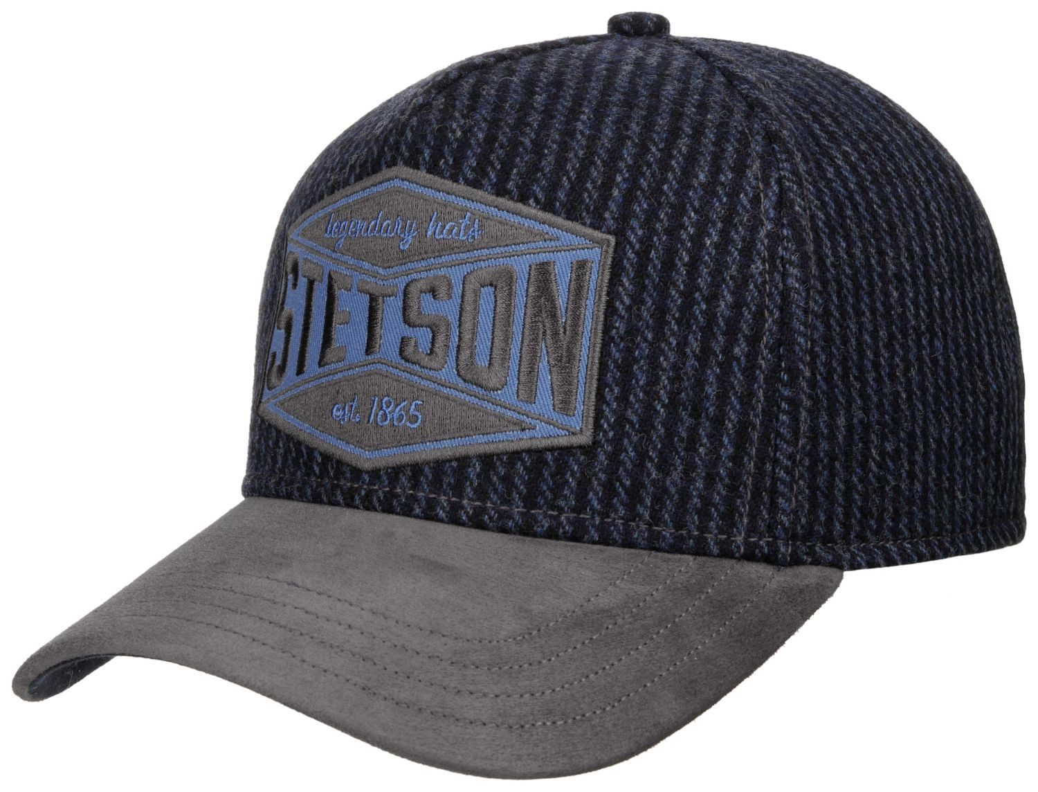 Stetson Baseball Cap Winter Baseball Cap aus Wolle mit Leder-Besat