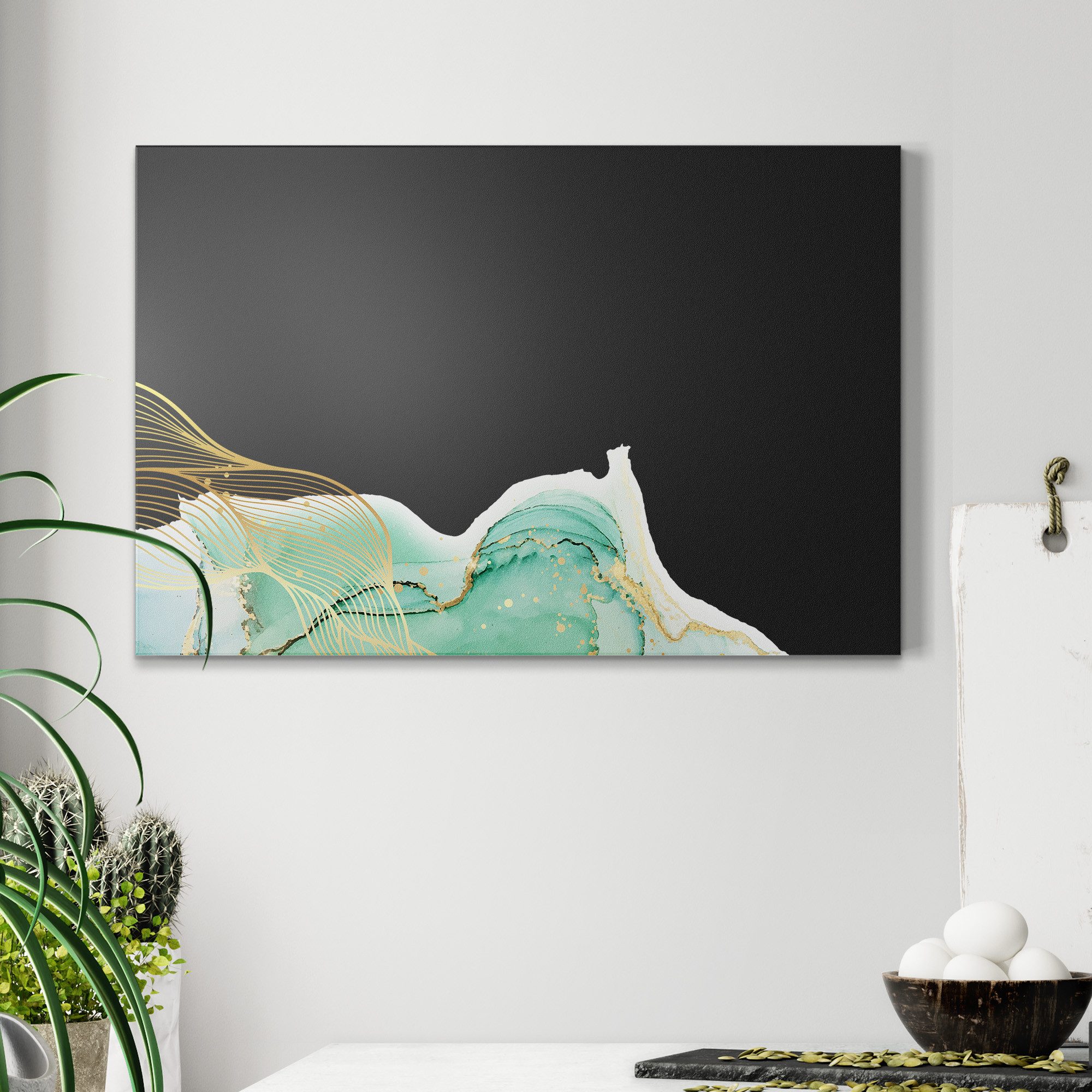 DEQORI Wandtafel 'Farbschimmer & Gold', (1-tlg), Metall Kreidetafel bedruckt Schreibtafel modern Schiefertafel Tafel