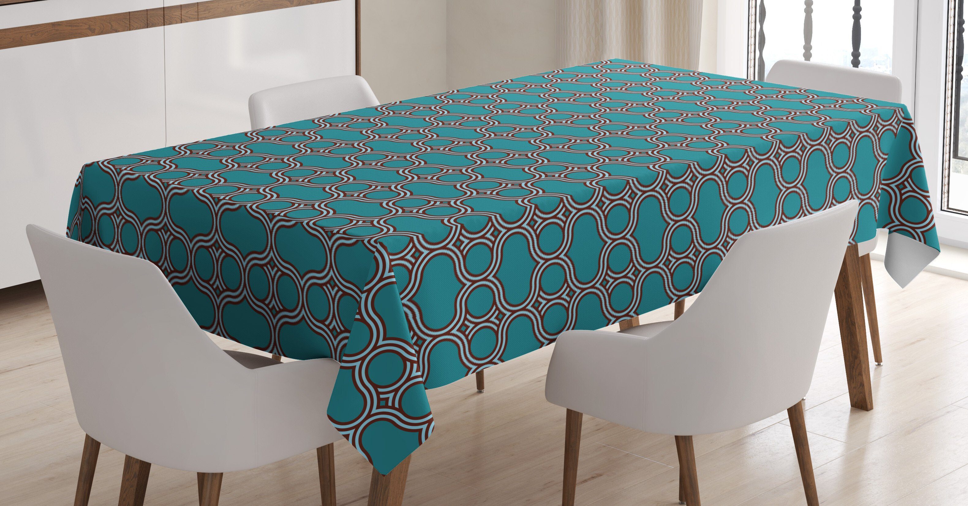 Abakuhaus Tischdecke Farbfest Waschbar Für den Außen Bereich geeignet Klare Farben, Geometrisch Abstrakt Kälte tonte Gitter