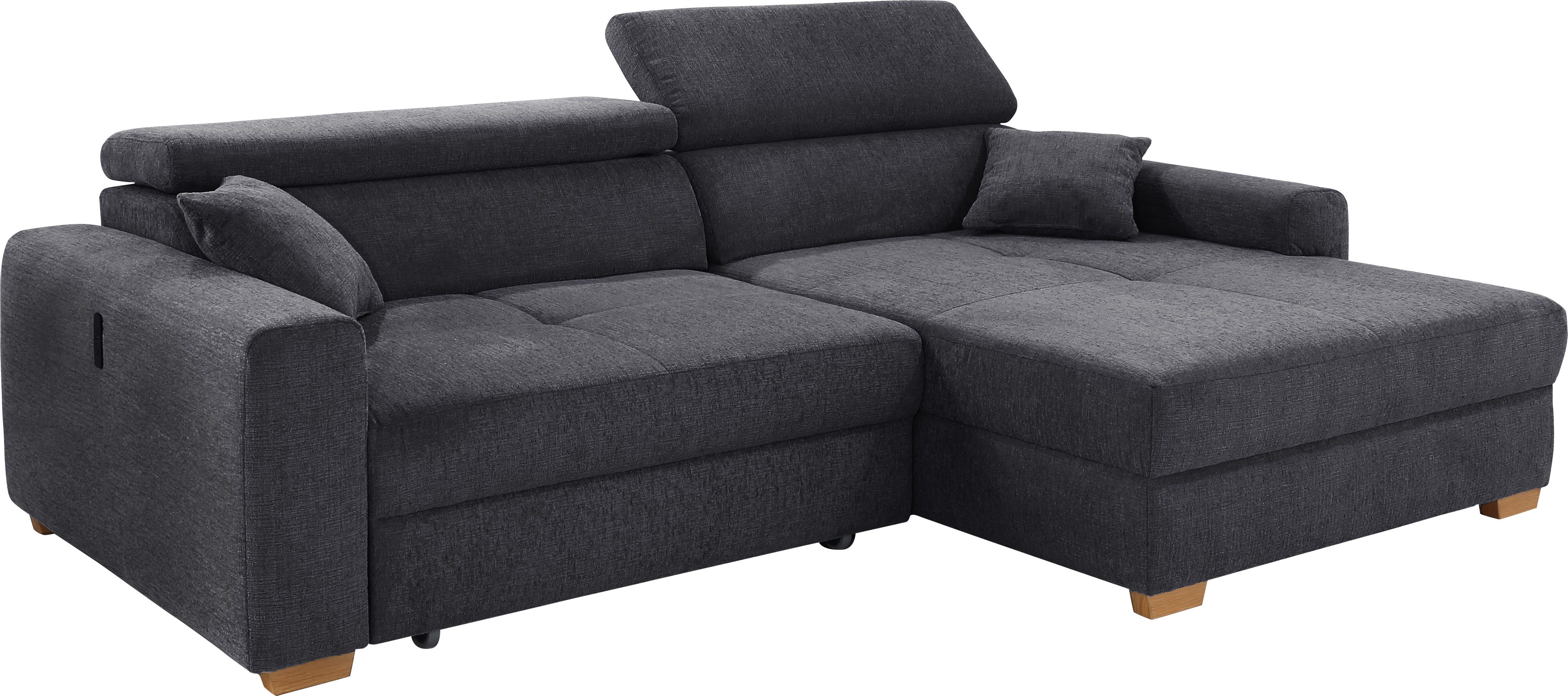 Jockenhöfer Gruppe Ecksofa Slider L-Form, B: 277 cm, mit 60 cm elektr. Sitztiefenverstellung, 140kg Belastbarkeit, USB-Anschluss, Kopfteilverstellung & Zierkissen