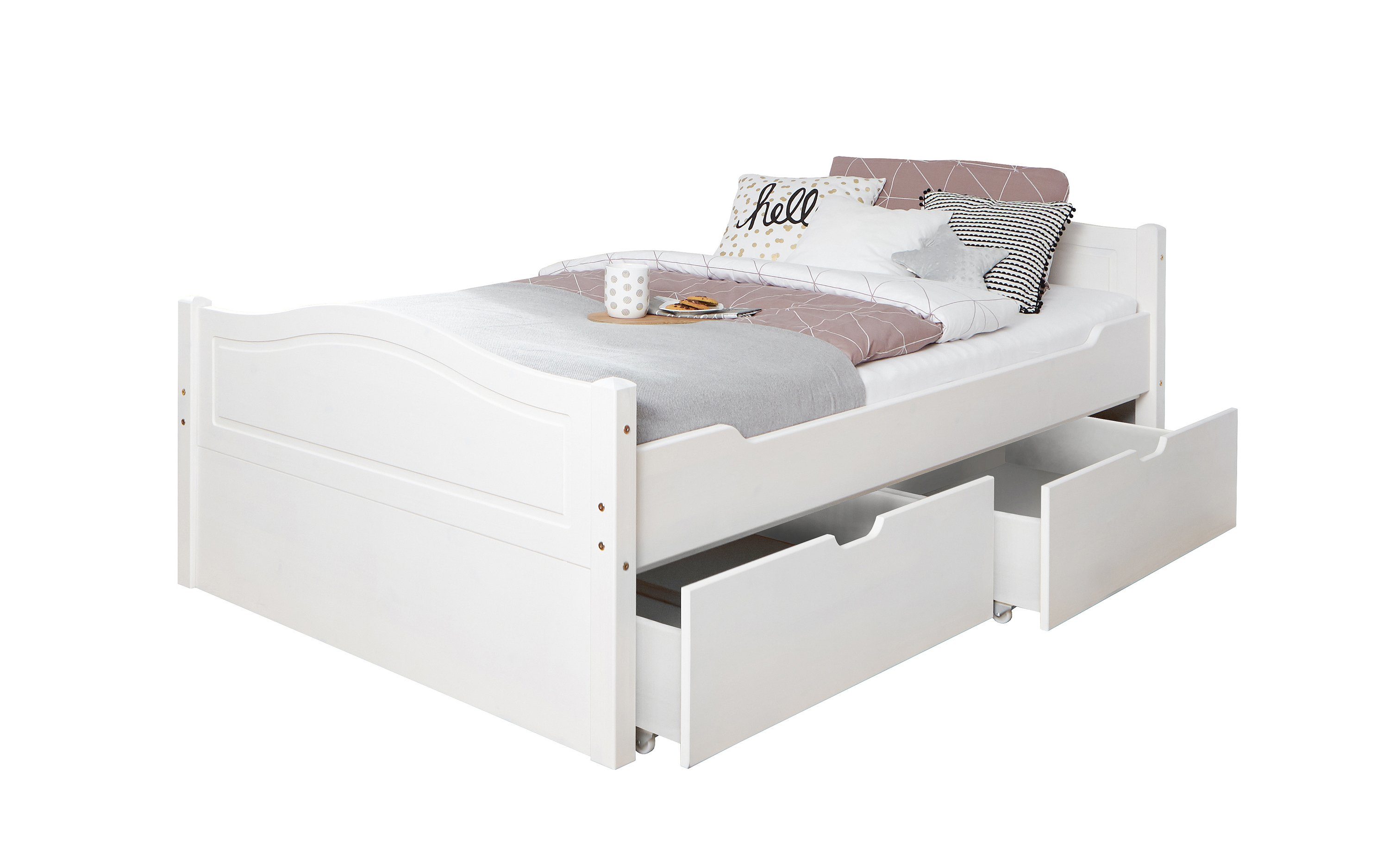 Ticaa Bettgestell Einzelbett "Leni" 120x200 Kiefer weiß – Bild 2 von 5
