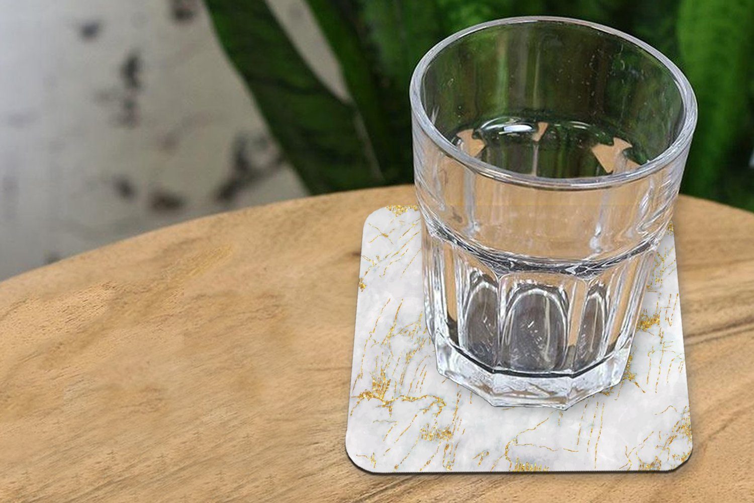MuchoWow Glasuntersetzer Marmor - Gold Tasse für Tischuntersetzer, Korkuntersetzer, Glasuntersetzer, Untersetzer, 6-tlg., - Zubehör Gläser, Weiß