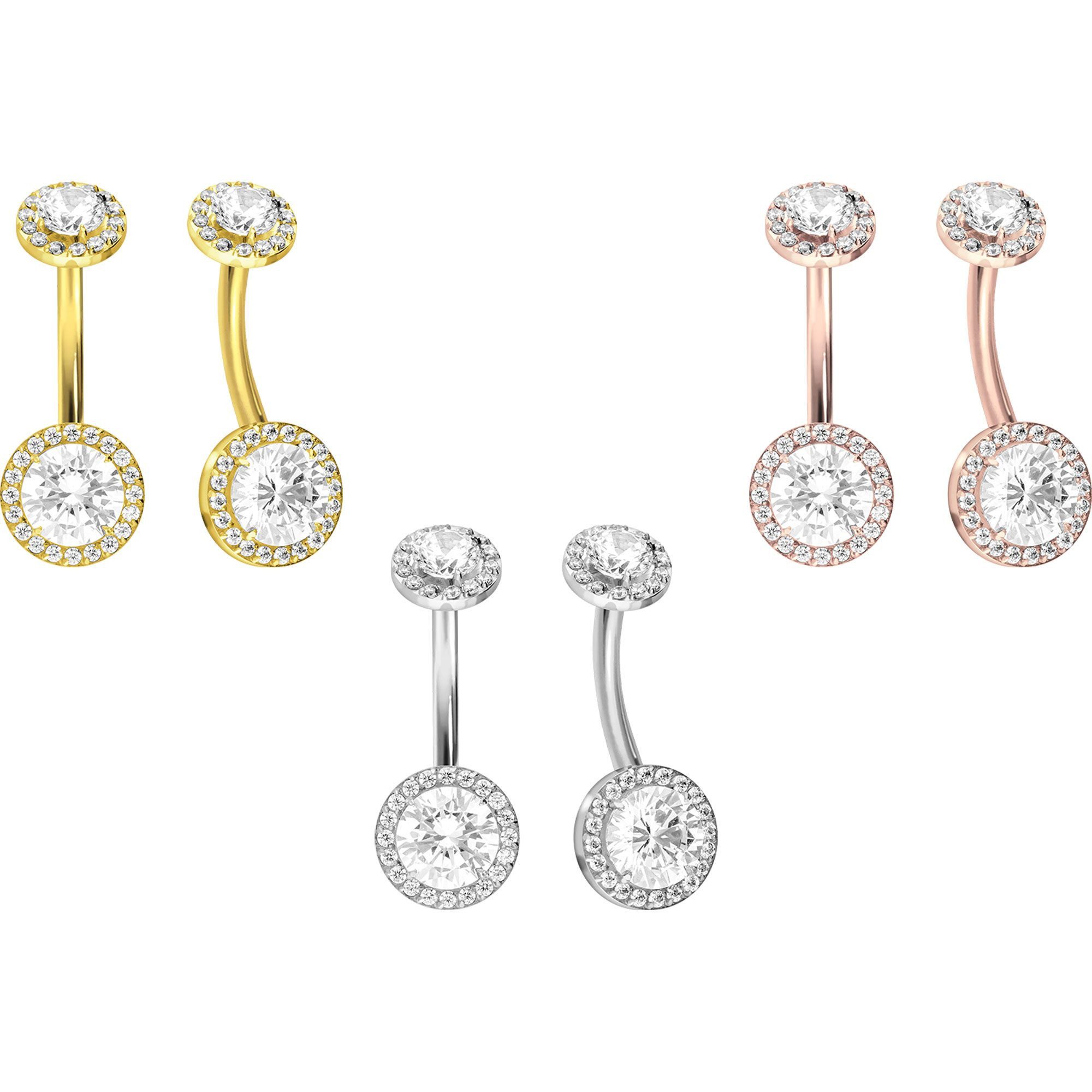 PIERCINGLINE Bauchnabelpiercing Titan Bananabell mit Innengewinde 2 KRISTALLDISCS (Bananabells, 1-tlg)
