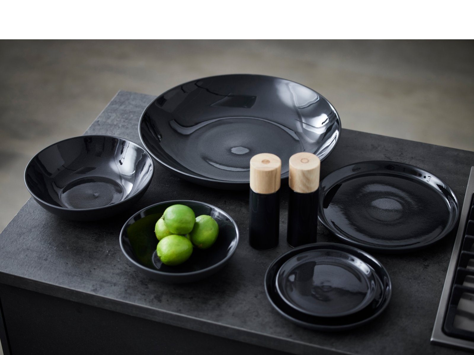 Bitz Servierplatte Servierplatte rechteckig galaxy black 38 x 14 cm, Steinzeug, (Platten)