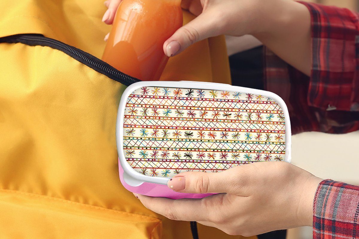 für Erwachsene, Kinder, (2-tlg), - Kunststoff Kunststoff, - Lunchbox Muster, rosa Mädchen, Regenbogen Brotdose Brotbox Südamerika Snackbox, MuchoWow