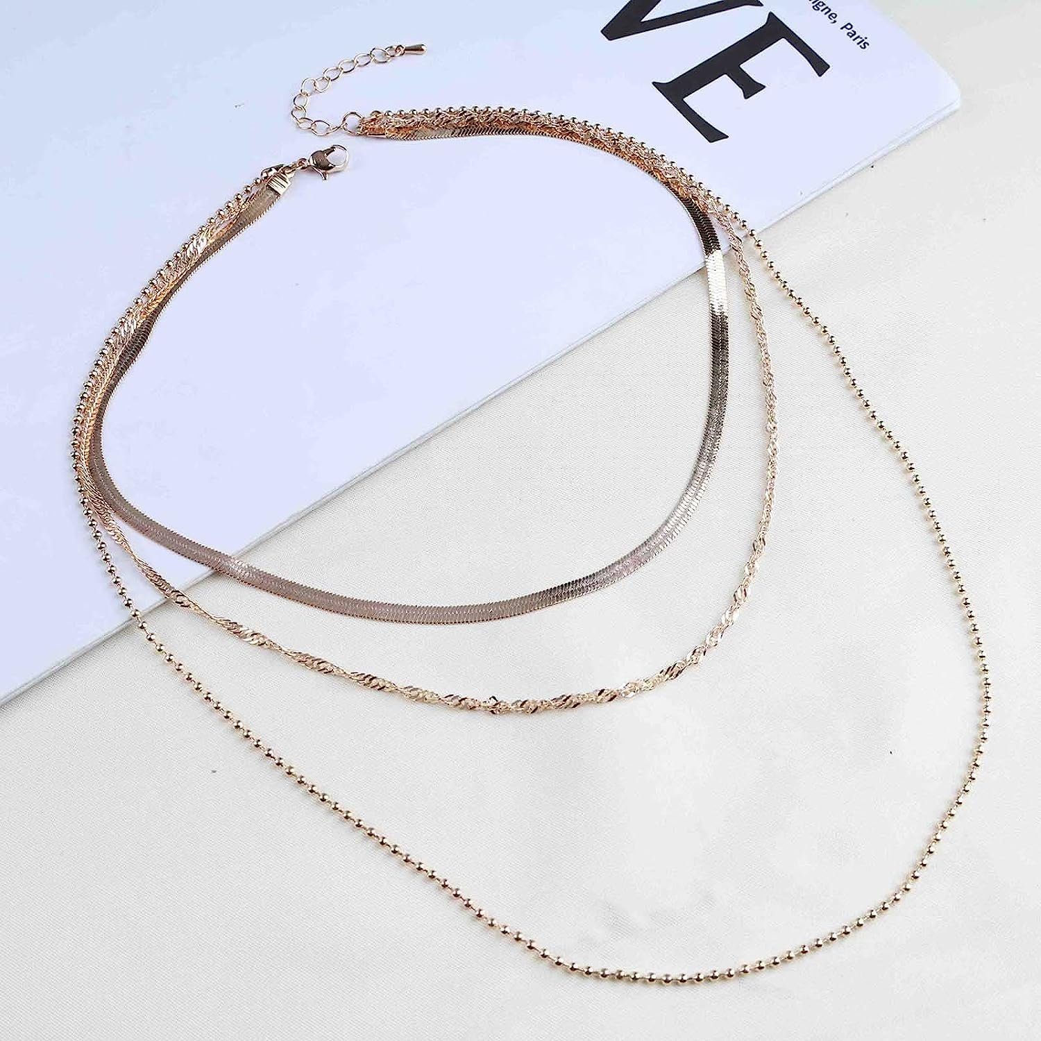 Boho-Stil Mehrlagige Schlangenkette im mit für Mädchen WaKuKa Charm-Kette Halskette (1-tlg)
