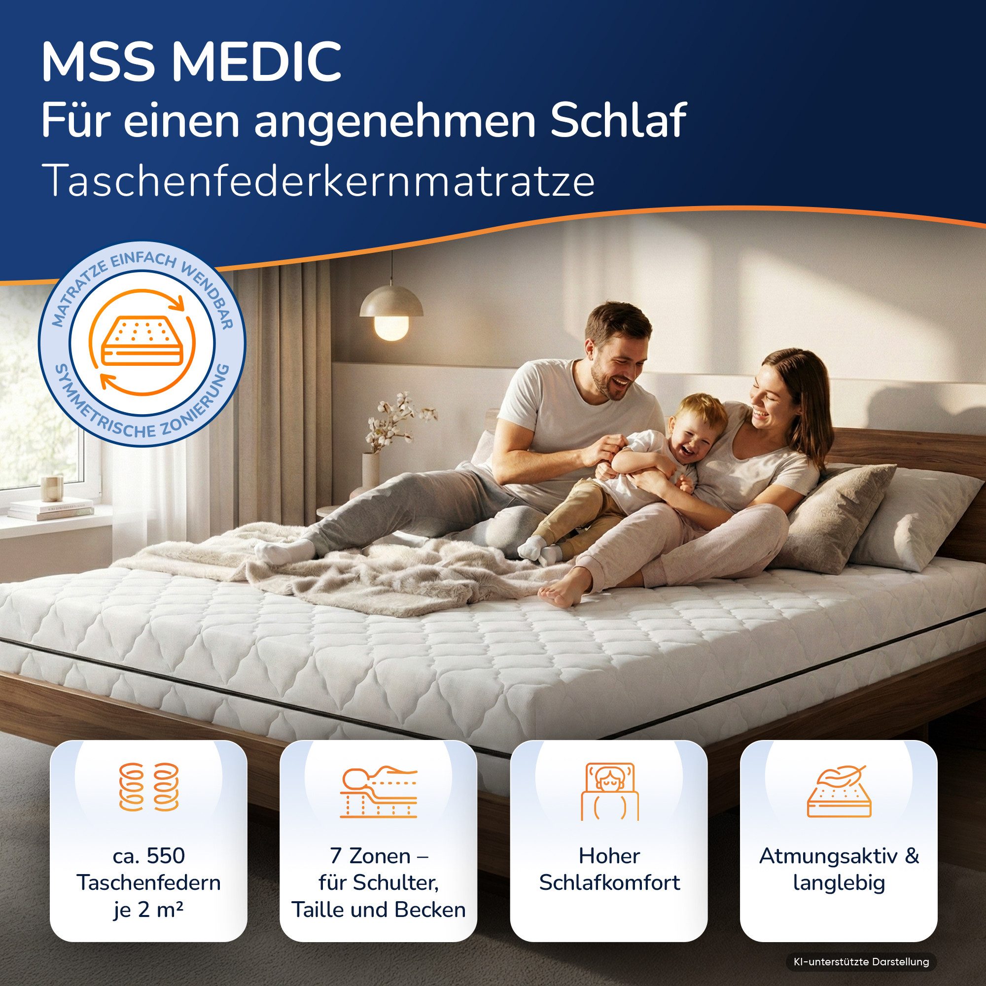Taschenfederkernmatratze Medic ergonomische 7 Zonen 80x200 90x200 140x200 160x200 180x200, MSS e.K., 20 cm hoch, (verschiedene Härtegrade, auch Sondergrößen und – Bild 2 von 5