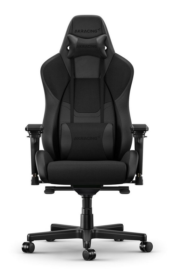 AKRacing Gaming-Stuhl Master Premium Black Softouch, Kunstleder,  4D-Armlehnen, Stahlrahmen