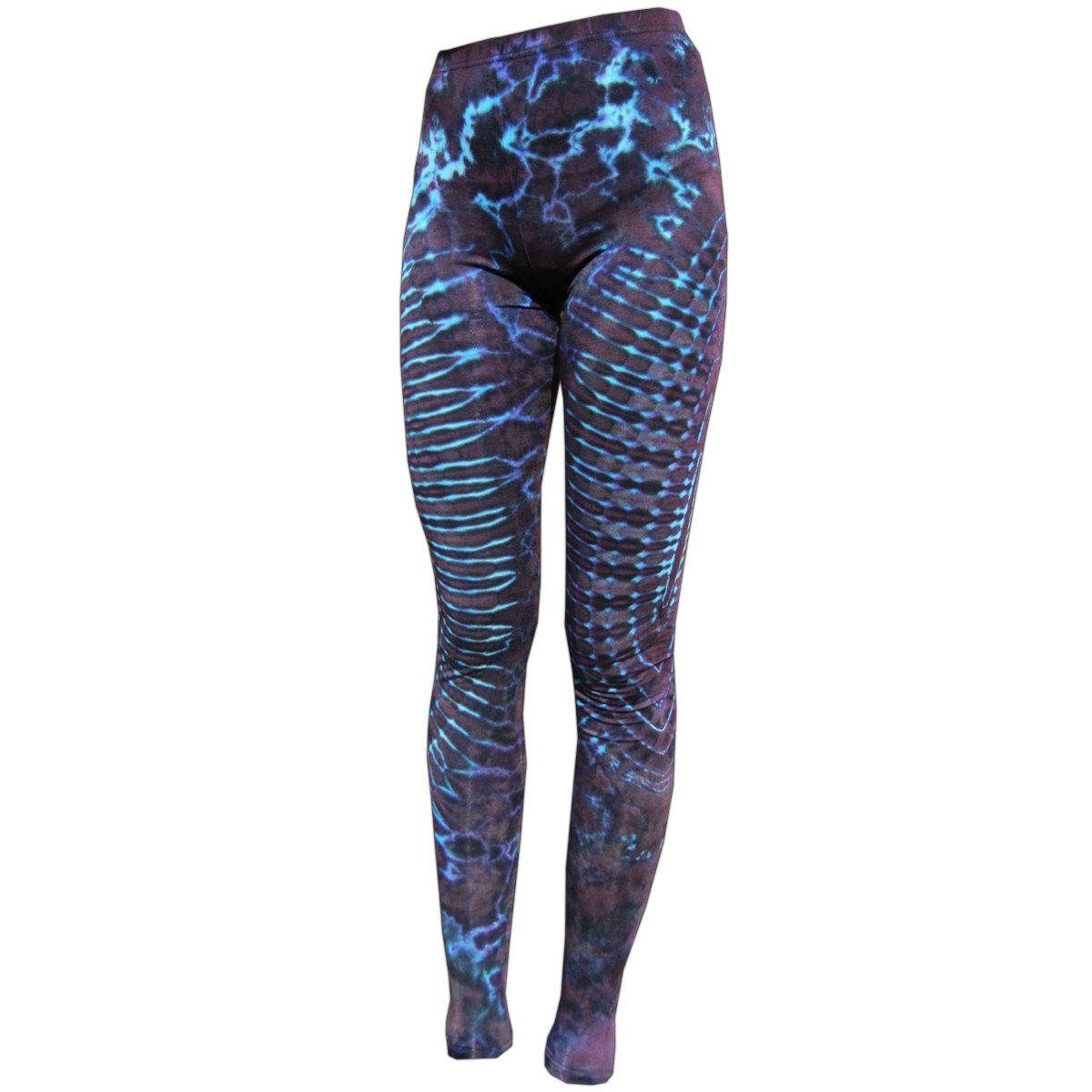 PANASIAM Leggings Unikat Batik Leggings 'Sonne' aus natürlicher Viskose Goa Hose im Batik Look Yogaleggings Sporthose Sportleggings lange Leggings Lilaton (Nr.6)