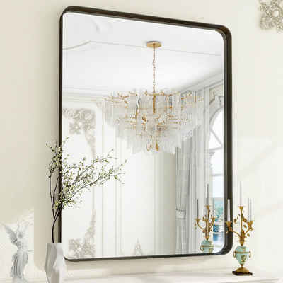 Fine Life Pro Wandspiegel, Badspiegel mit Rahmen aus Aluminiumlegierung, 101X76cm