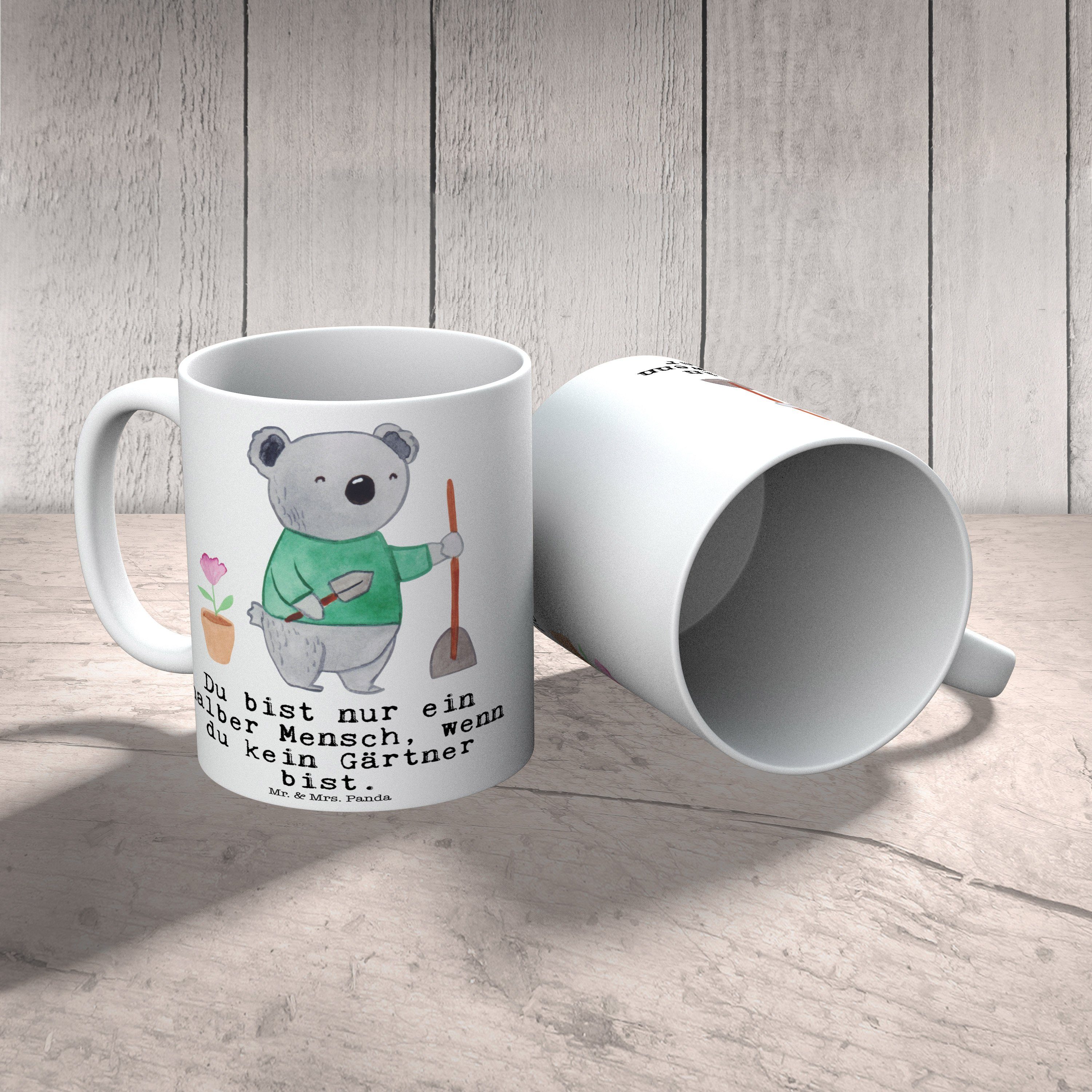Mr. & Mrs. - - Tasse Herz Weiß Geschenk, Keramik Panda Firma, Gärtner Gartenbau, Kaffeebecher, mit T