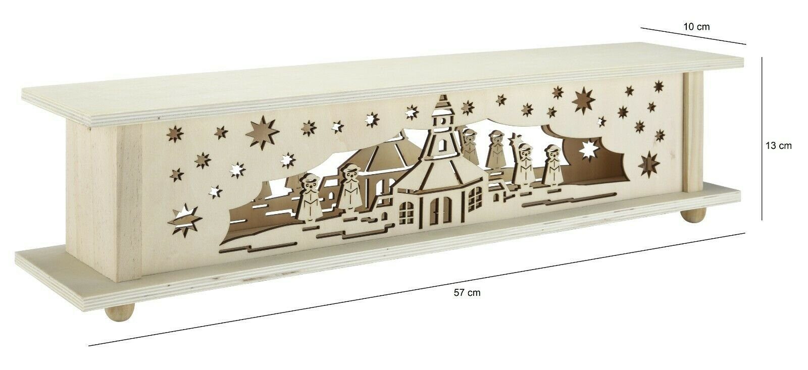 Meinposten Weihnachtsdorf Weihnachtslandschaft und Holz warmweiß 57x13 leuchten in schönem LED warmweiß Weihnachtsdorf gemütliche LEDs cm, zaubern Stimmung. Weihnachtsdeko Die eine