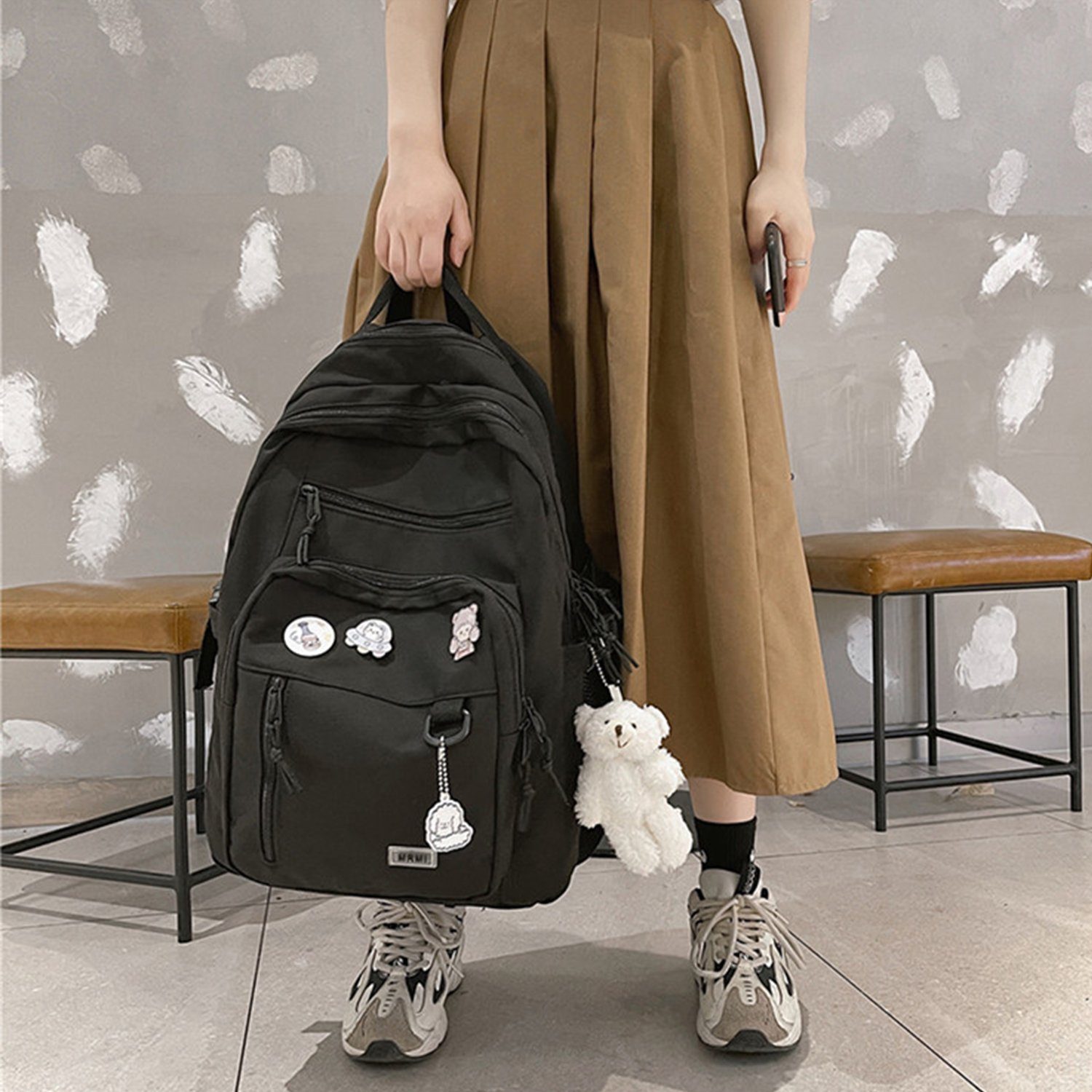 REDOM Laptoprucksack Laptoptasche Rucksäcke Schulrucksack Alltagsdaypack (ergonomisch gepolstert mit vielen Fächern, 1-tlg., Backpack mit Laptopfach, Sportrucksack), für Damen Teenager Freizeit Arbeit Business Reisen