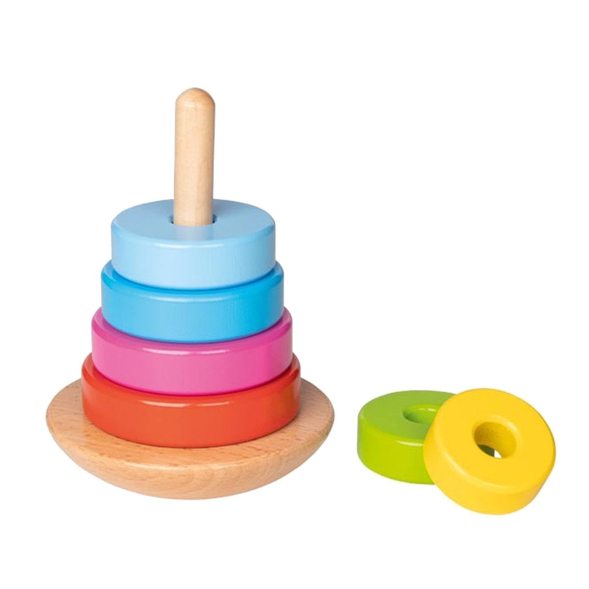 goki Stapelspielzeug Stapelturm Wackel, (packung, 7-tlg), Verbesserung der Auge-Hand-Koordination.