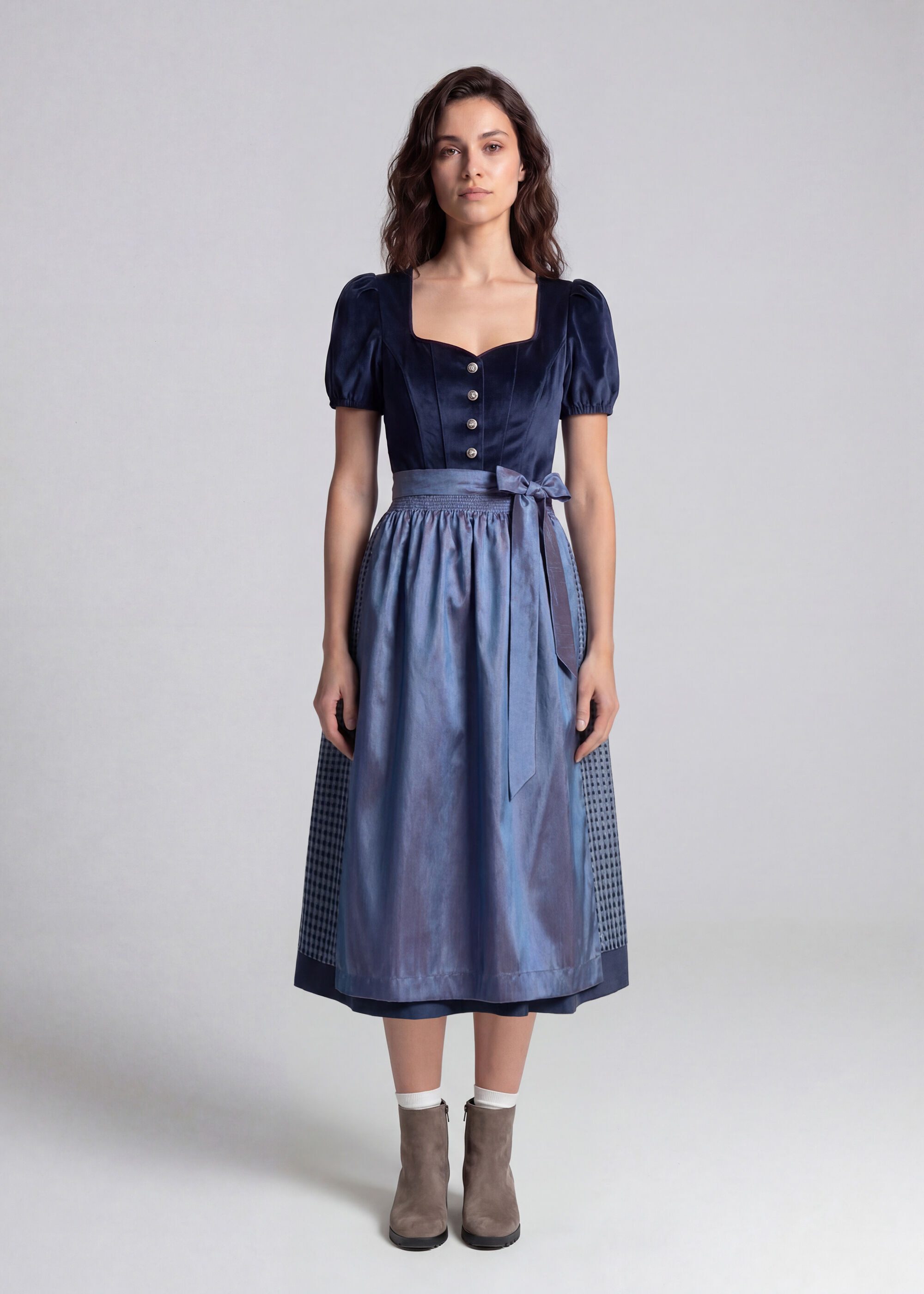 Spieth & Wensky Dirndl Kirchsee (1-tlg) mit eleganter Schürze, Samt Oberteil