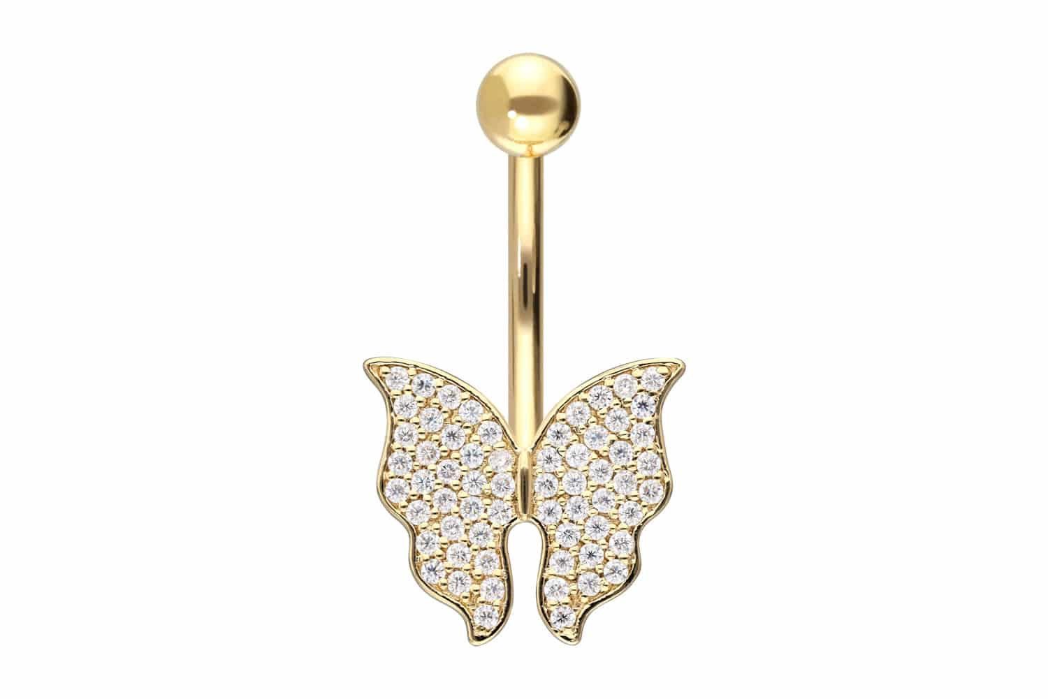 PIERCINGLINE Bauchnabelpiercing 18 Karat Gold Bananabell MOISSANIT-SCHMETTE günstig online kaufen