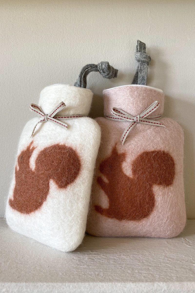 Dorothee Lehnen Wärmflasche Mini-Wärmflasche - EICHHÖRNCHEN - dusty rose, wollweiß