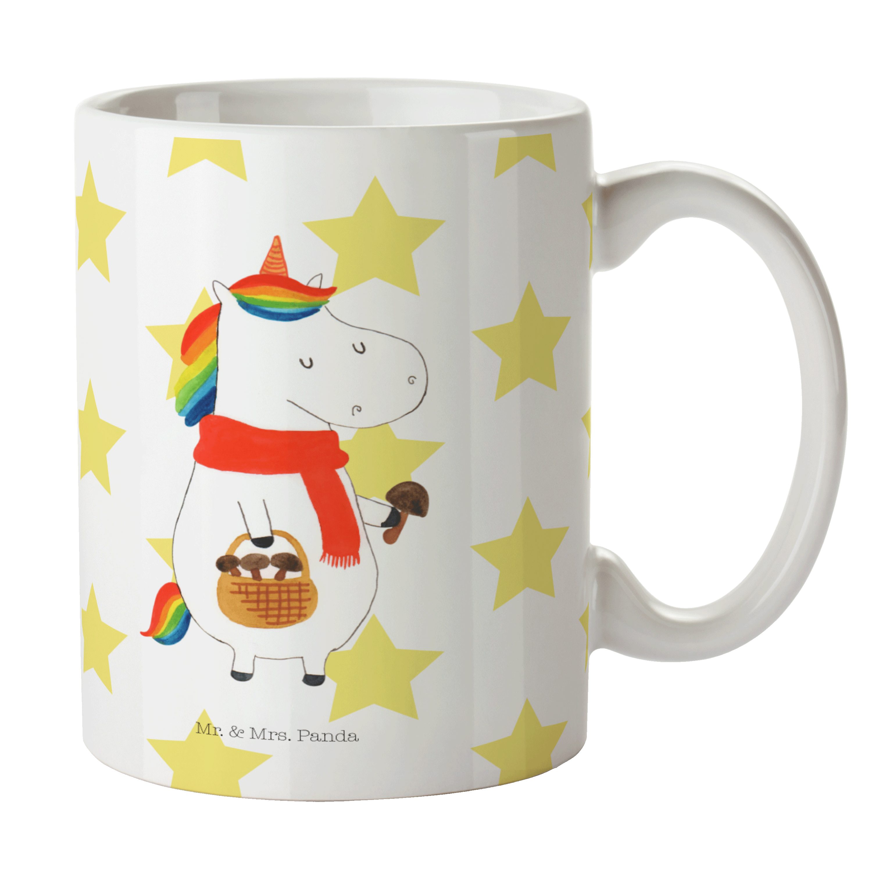 Mr. & Mrs. Panda Tasse Einhorn Pilz - Weiß - Geschenk, Kaffeetasse, Teetasse, Tasse, Einhörn, Keramik