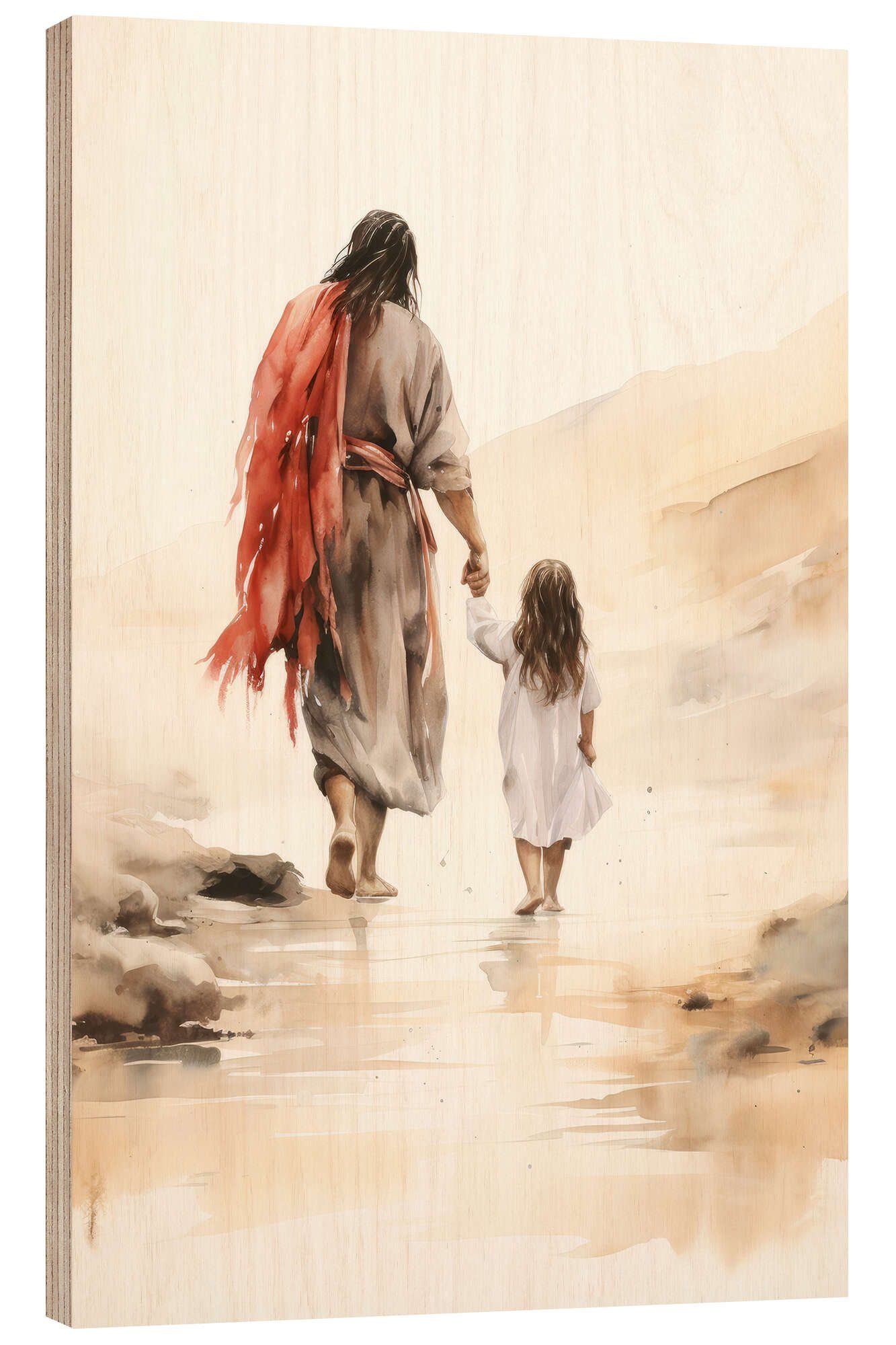 Posterlounge Wandbild Kleines Mädchen geht mit Jesus spazieren, DejaReve, erhältlich als Poster, Leinwandbild, Wandsticker oder Acrylglasbild