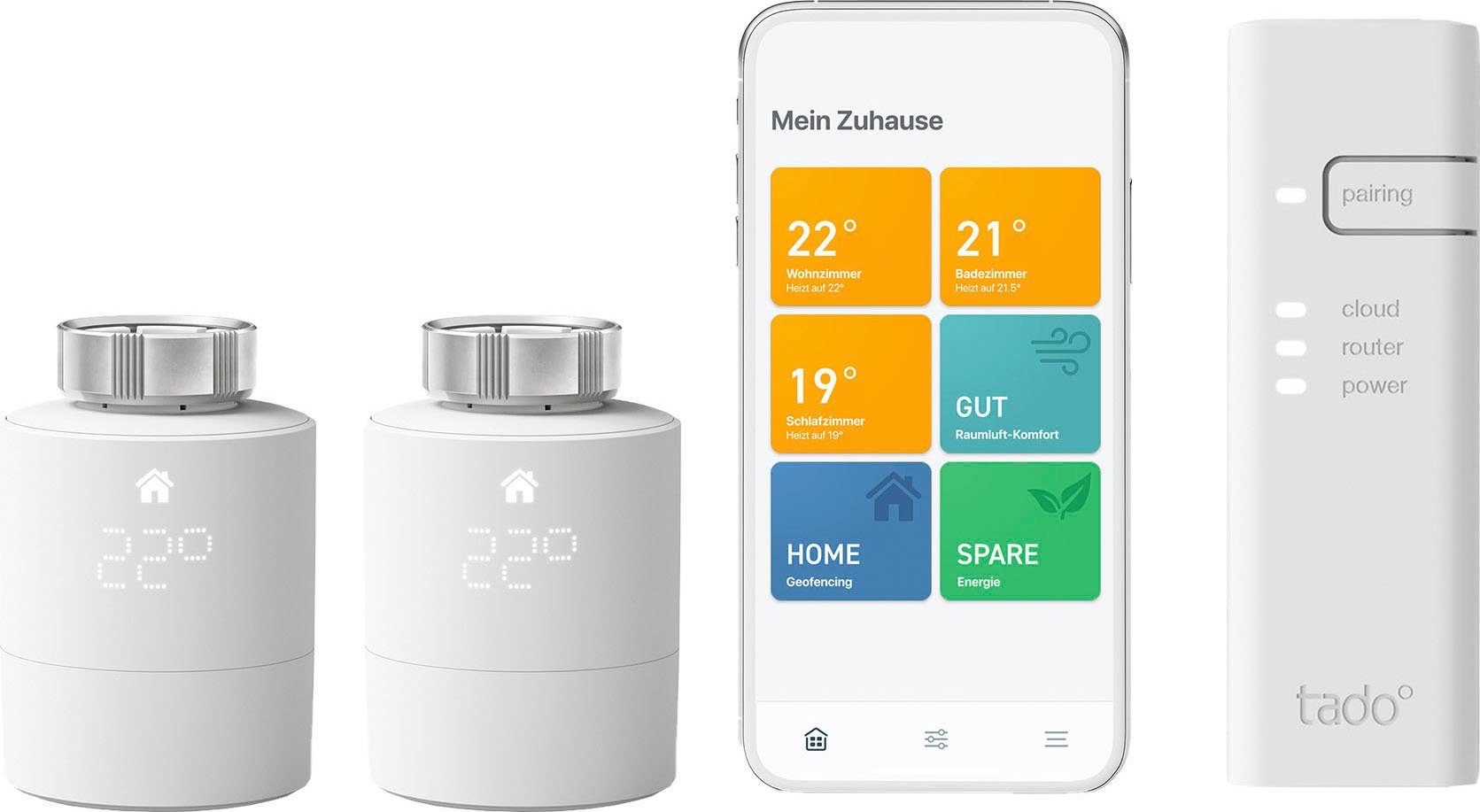 Tado Heizkörperthermostat Starter Kit mit 2 Smarten Heizkörper-Thermostaten V3+