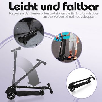 Clanmacy Scooter Kinderroller Tretroller mit 3 LED-Rädern Höhenverstellbar & Klappbar