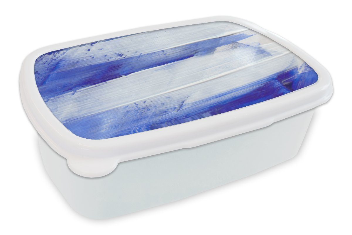 MuchoWow Lunchbox Farbe - Design - Blau, Kunststoff, (2-tlg), Brotbox für Kinder und Erwachsene, Brotdose, für Jungs und Mädchen weiß
