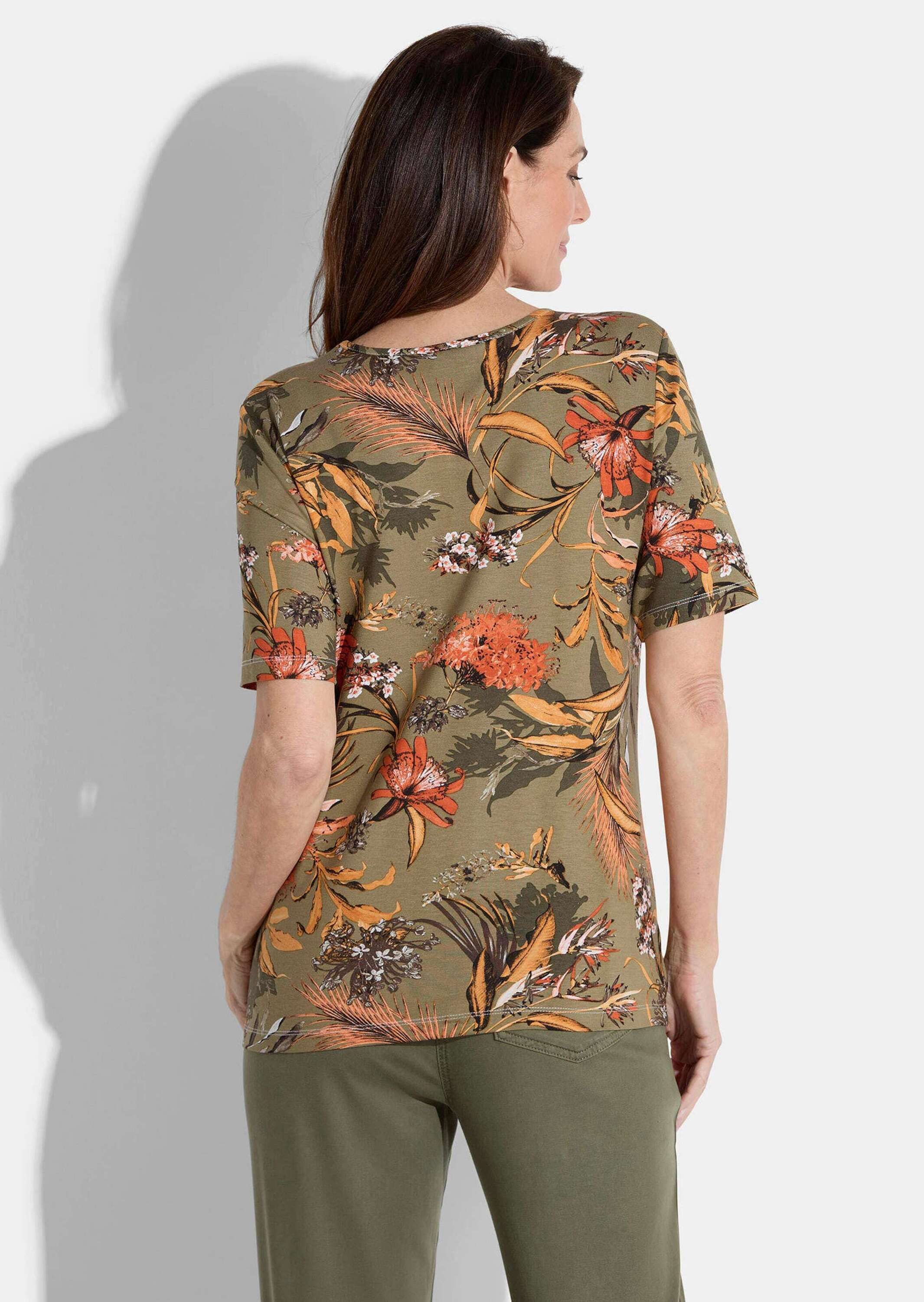 GOLDNER T-Shirt Blusenshirt mit Tropen-Design Stilvolles Printshirt mit Run günstig online kaufen