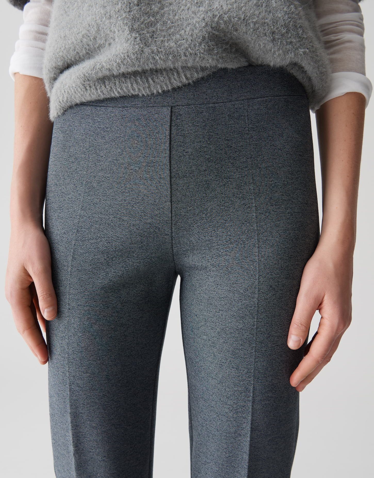 OPUS PANTS Schlupfhose ELLINA aus elastischem Viskose Mix Mid Rise, Ankle, dezente Tweedoptik