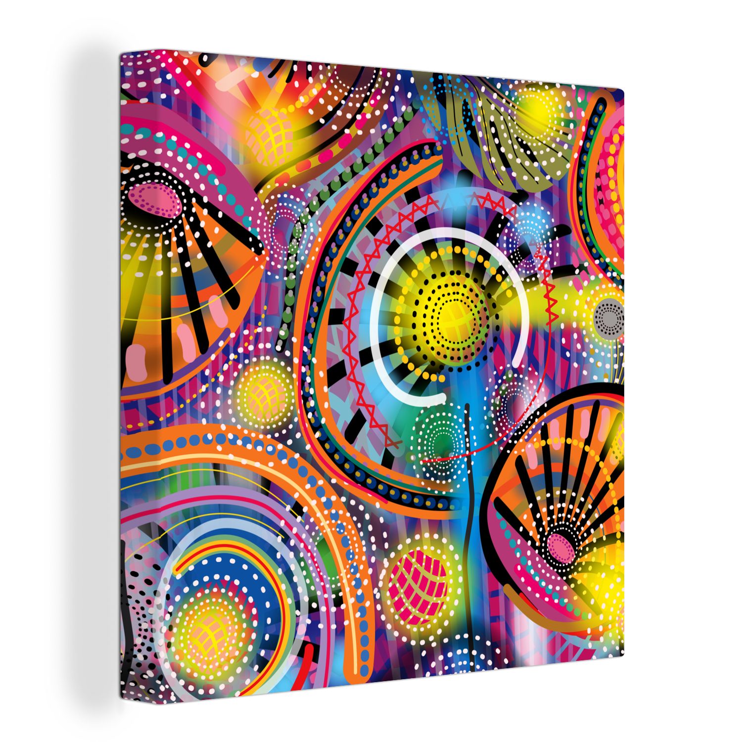 OneMillionCanvasses® Leinwandbild Formen - Kunst - Muster - Psychedelisch, (1 St), Leinwand Bilder für Wohnzimmer Schlafzimmer