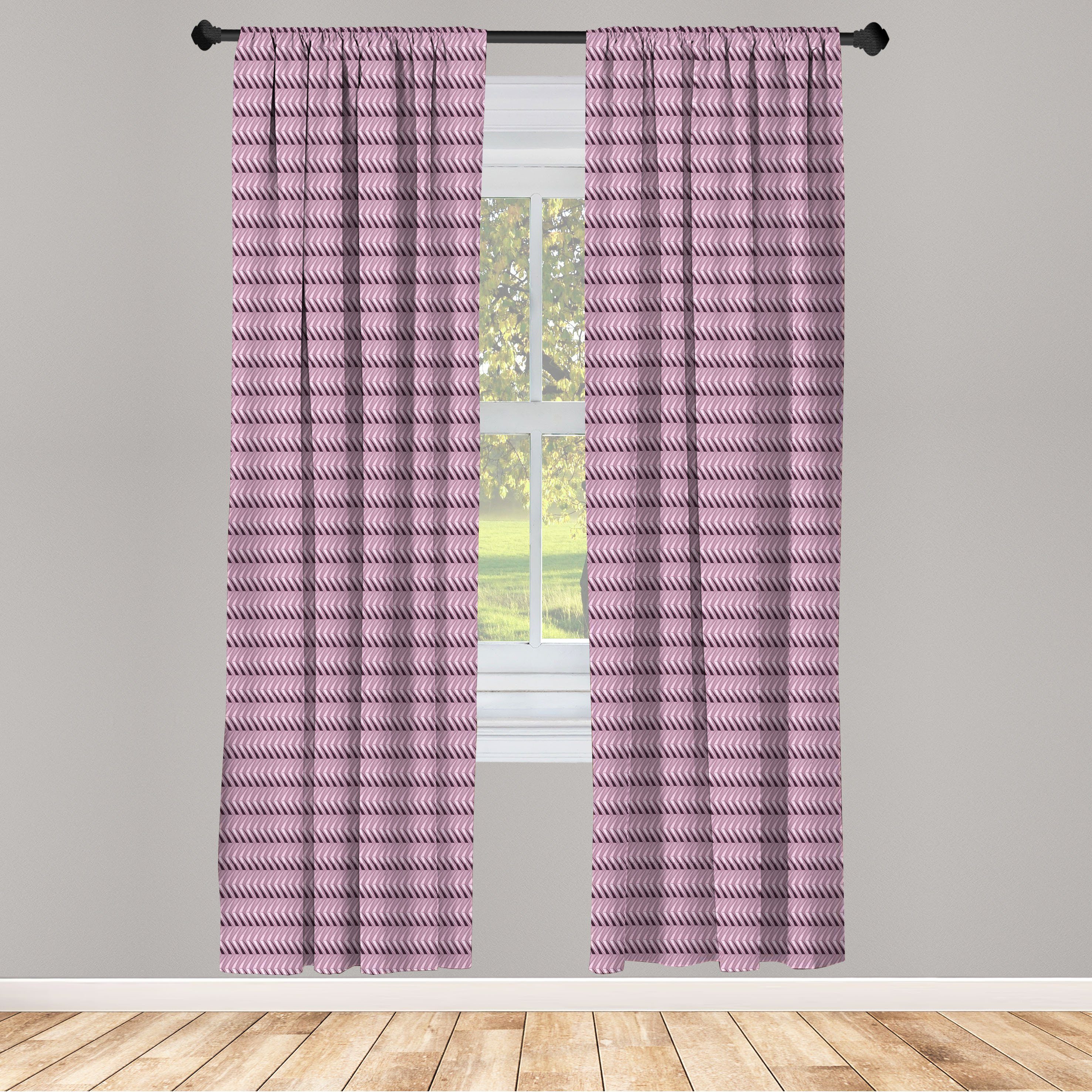 Gardine Vorhang für Wohnzimmer Schlafzimmer Dekor, Abakuhaus, Microfaser, Geometrisch Moderne Herringbone Forms