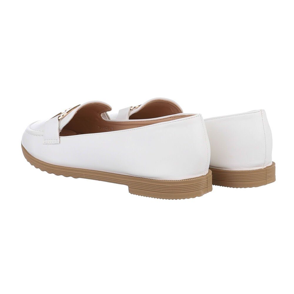 Ital-Design Elegante Loafer mit Komfort und Stiloptionen Mokassin (85697966) Blockabsatz Mokassins in Weiß