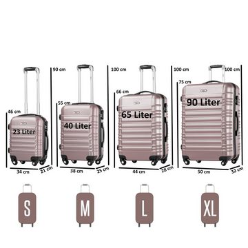 Zelsius Kofferset Koffer Set 4 Stück, Rosé, ABS Hartschalenkoffer mit Zahlenschloss, 4 Rollen, (Set, 4 tlg., Hartschalen Koffer Set)