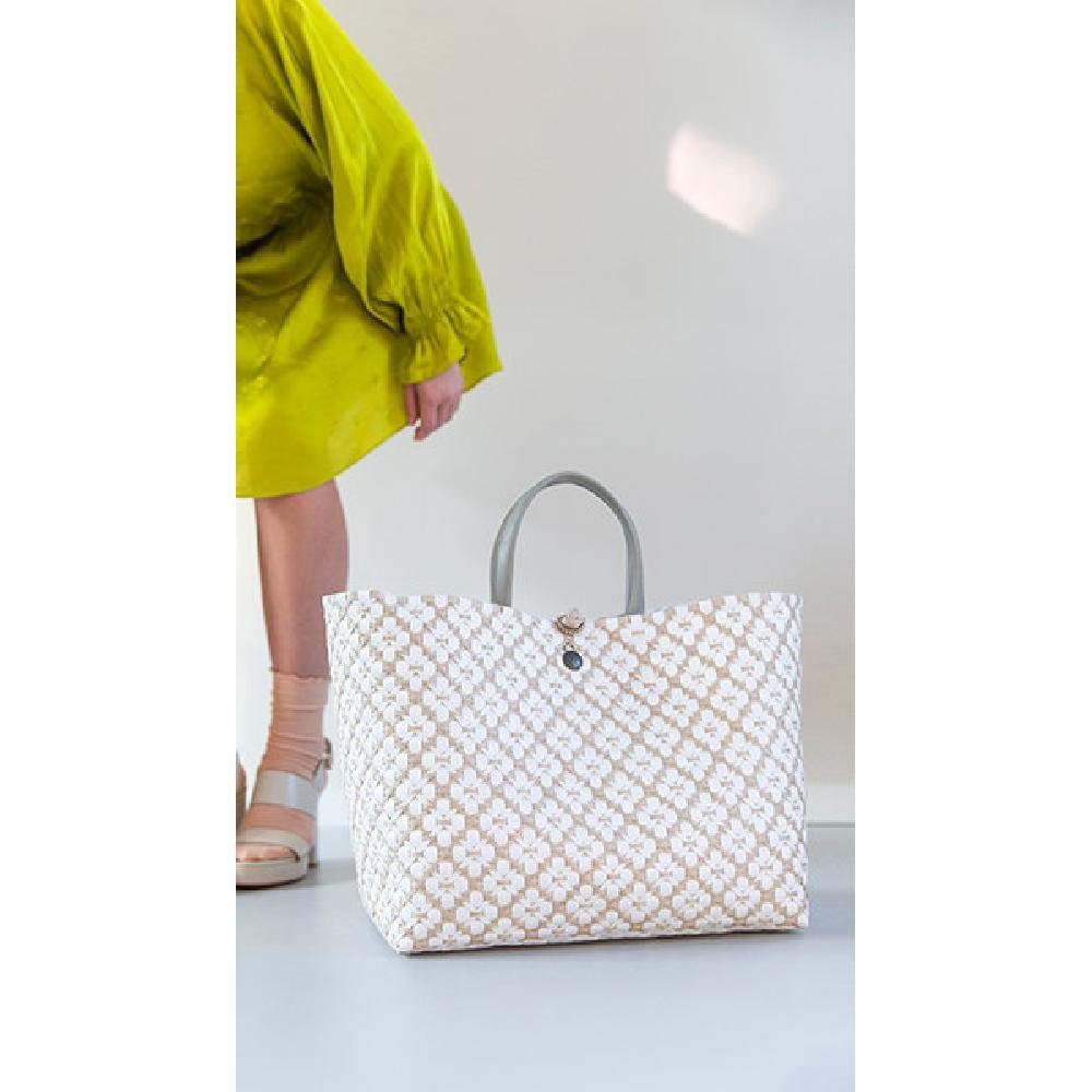 Handed By Einkaufskorb Handed By Shopper Motif Pale Grey With White Pattern