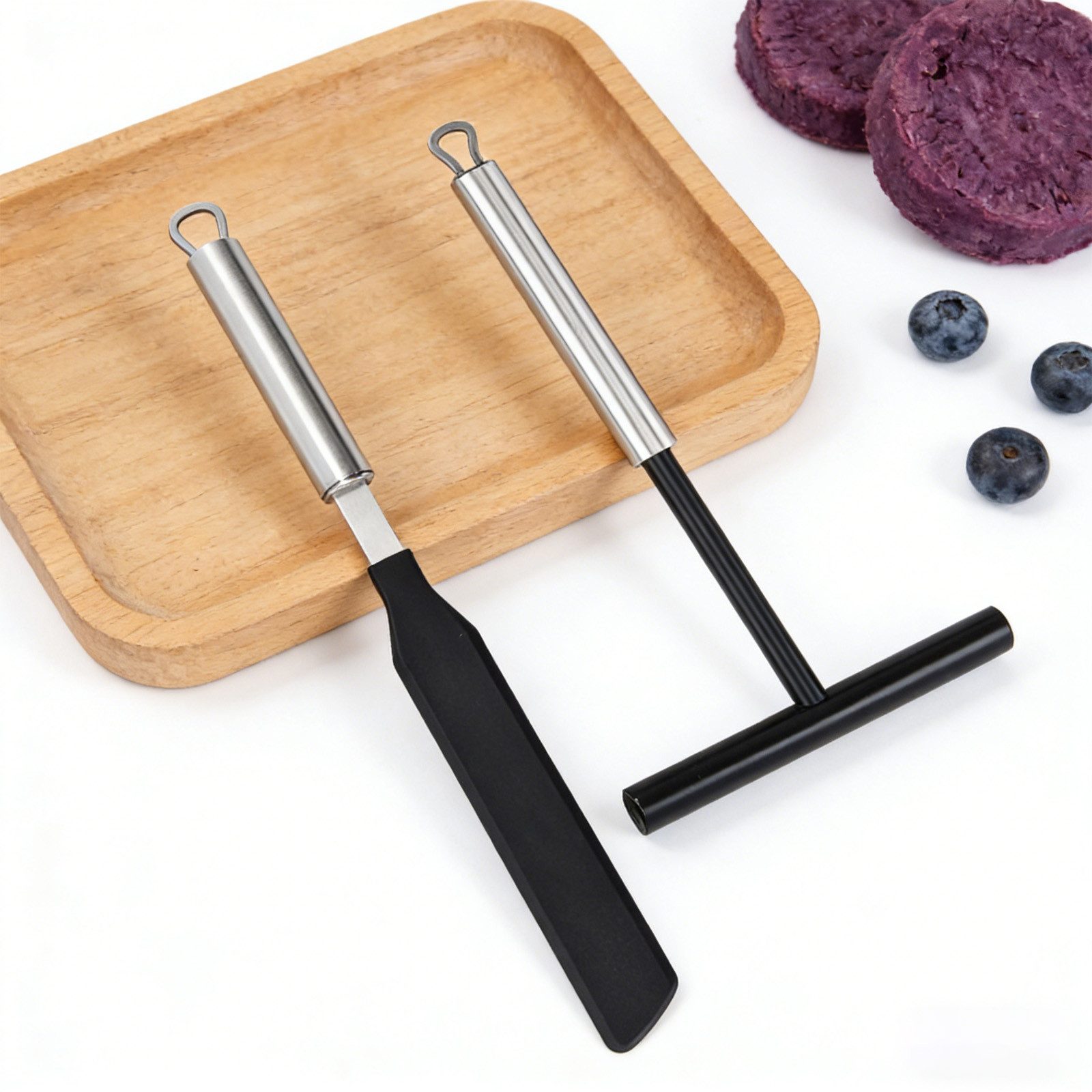 OKWISH Crepes Verteiler Pfannkuchen- und Crêpes-Set Teigverteiler und Kuchenspatel, Vielseitig einsetzbar für Kuchen Desserts Pizzas Sandwiches