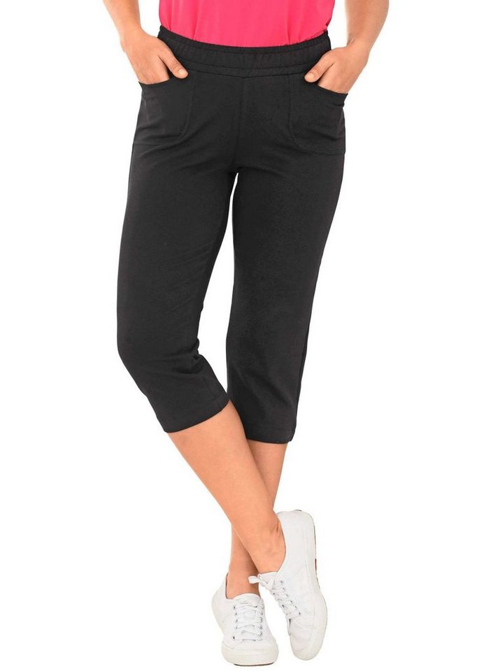 GOLDNER Stoffhose Bequeme Sommerhose mit sportivem Look Lässige 3/4-Hose mit elastischem Bund, Taschen und Wadenlang