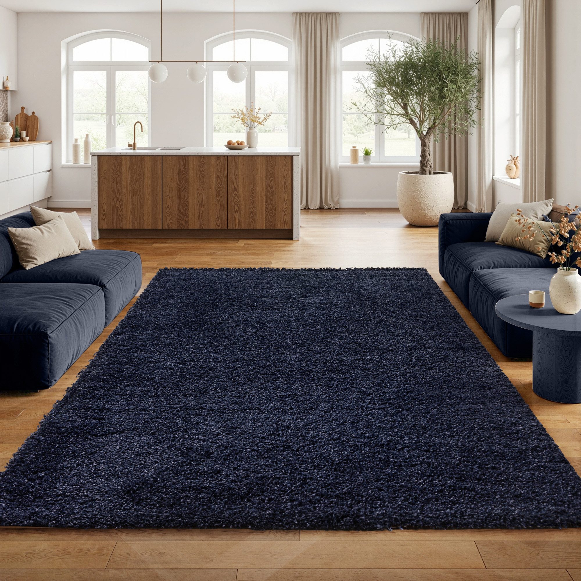 SIMPEX24 Teppich Unicolor - Einfarbig, Rechteckig, Höhe: 30 mm, Einfarbig Shaggy Teppich Wohnzimmer Langflor Versch. Farben und Größen