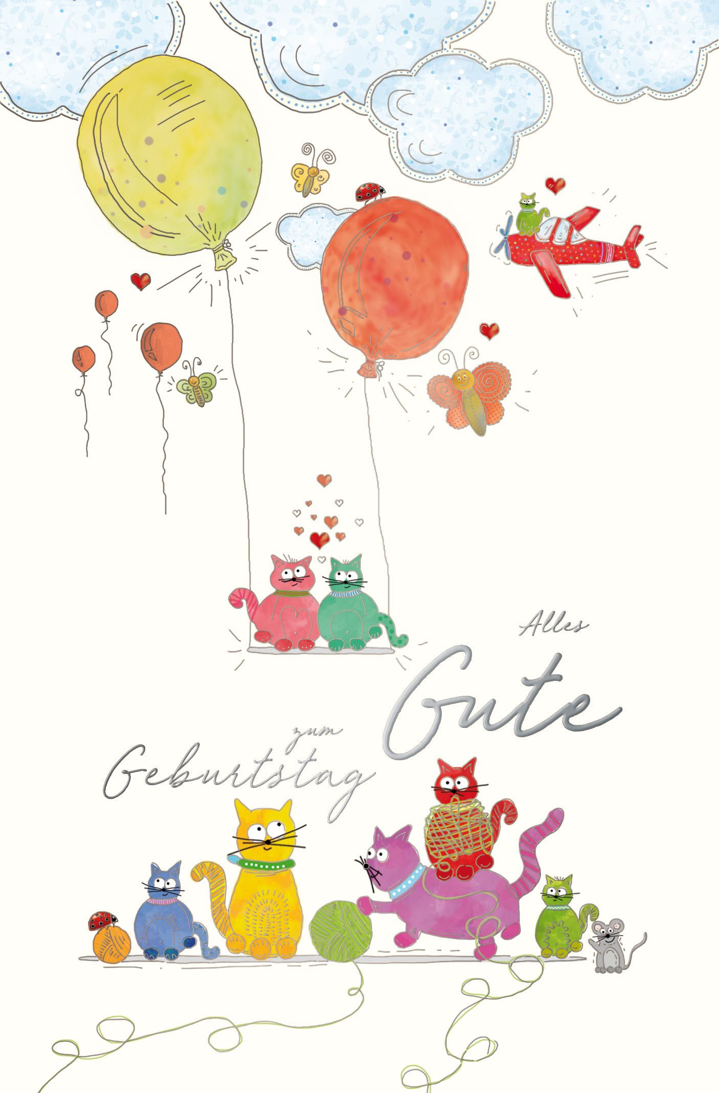 Grußkarten A - Geburtstag - Glückwunschkarte im Format 11,5 x 17 cm mit Umschlag