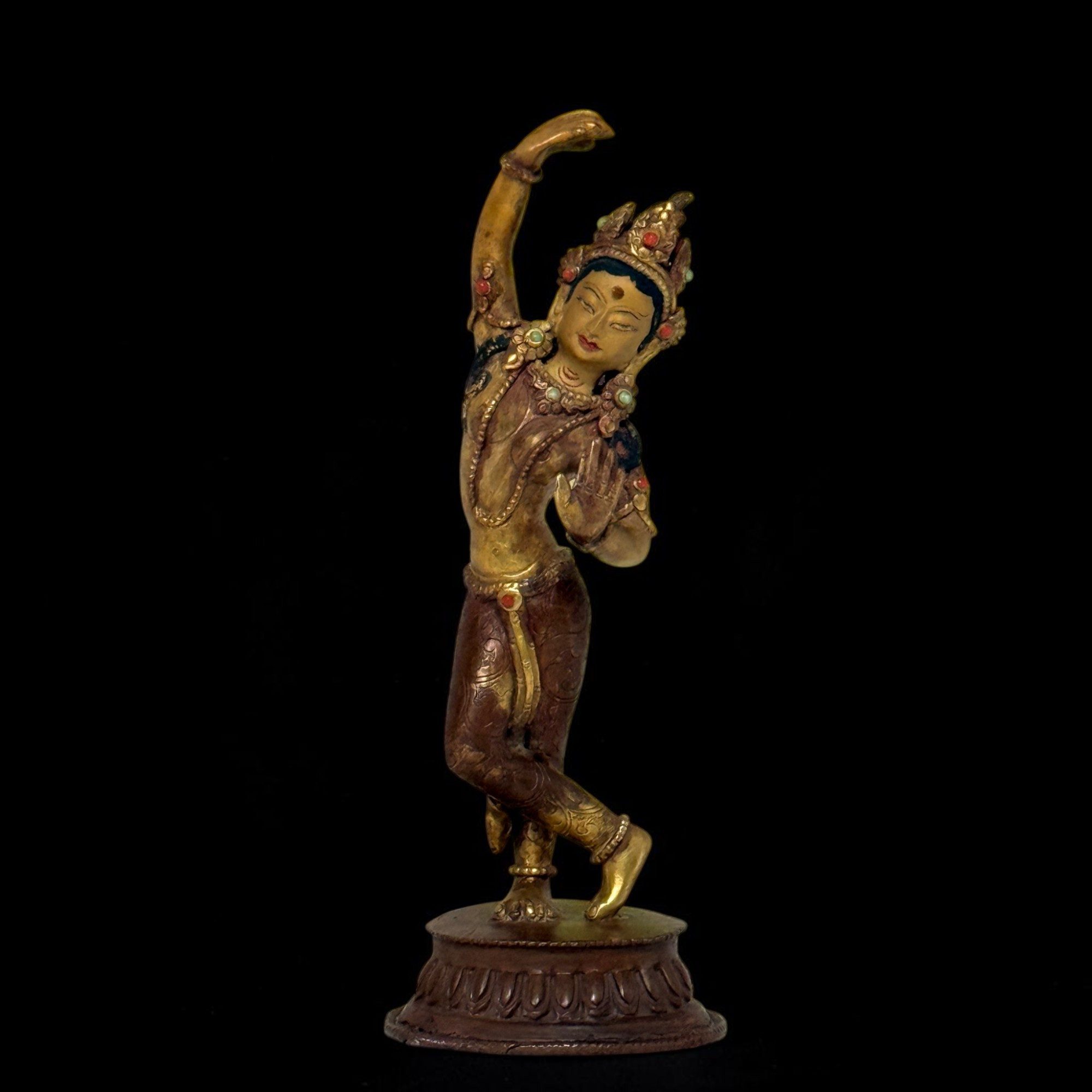 Asien LifeStyle Buddhafigur Mayadevi Buddha Mutter Bronze Figur feuervergoldet Skulptur Nepal