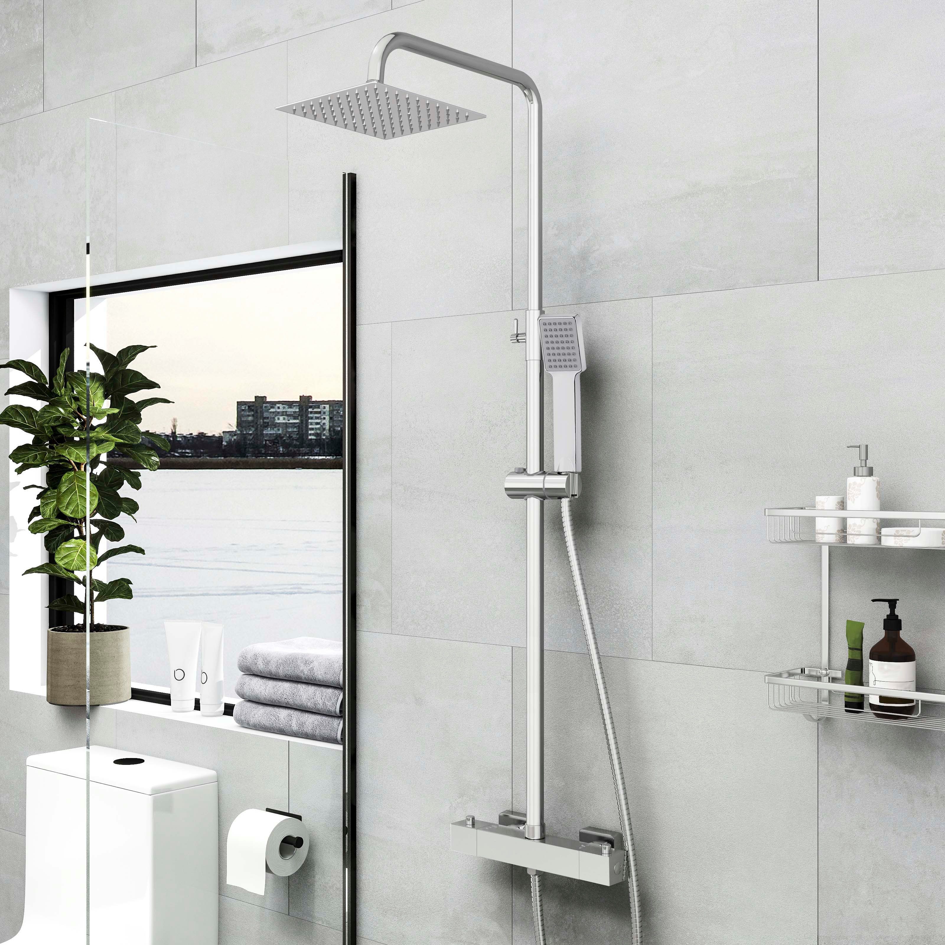 duschspa Duschsystem mit Thermostat, 2 Strahlart(en), 72-125 cm Duschstangen Edelstahl Duschamaturenset Wassersparend