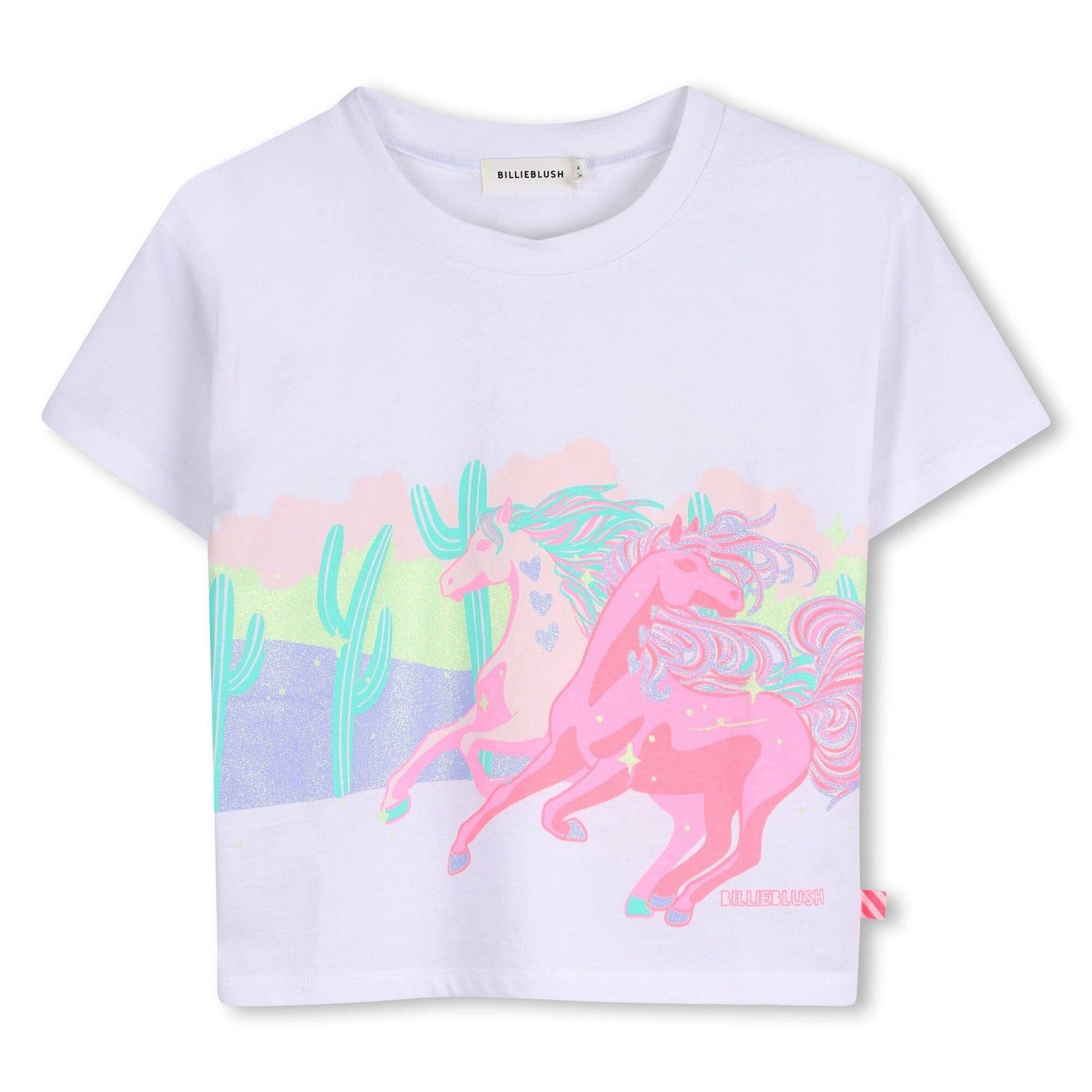 T-Shirt Billieblush Kurzarm T-Shirt mit Glitzer-Print – Weiß