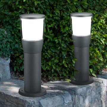 etc-shop LED Außen-Stehlampe, LED-Leuchtmittel fest verbaut, Warmweiß, 2er Set LED Außen Steh Lampe ALU Garten Weg Beleuchtung Terrassen