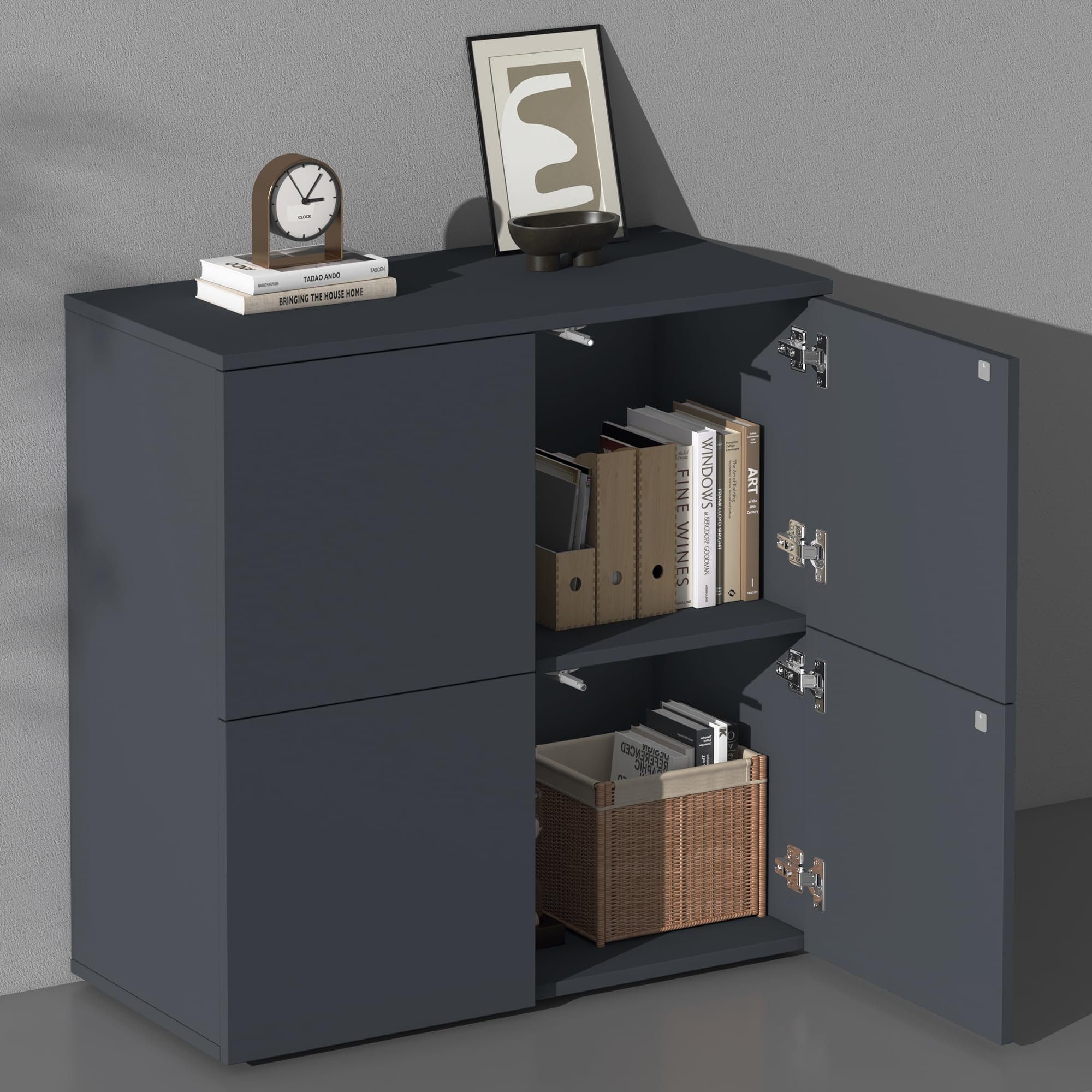 doporro Sideboard Kommode Möbel Mehrzweckschrank Push-to-Open Aufbewahrungsschrank – Bild 4 von 5