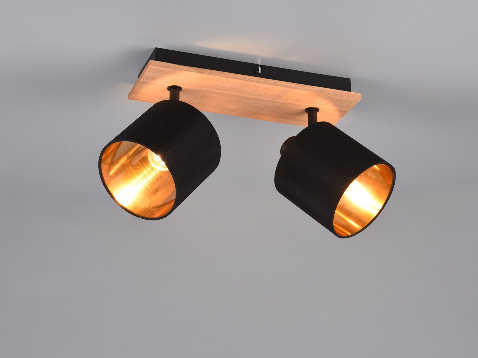 Reality Leuchten LED Deckenstrahler, Dimmfunktion, LED wechselbar, Warmweiß, innen, Holz-lampe Decke über-n Esstisch & im Treppenhaus, Breite 30cm