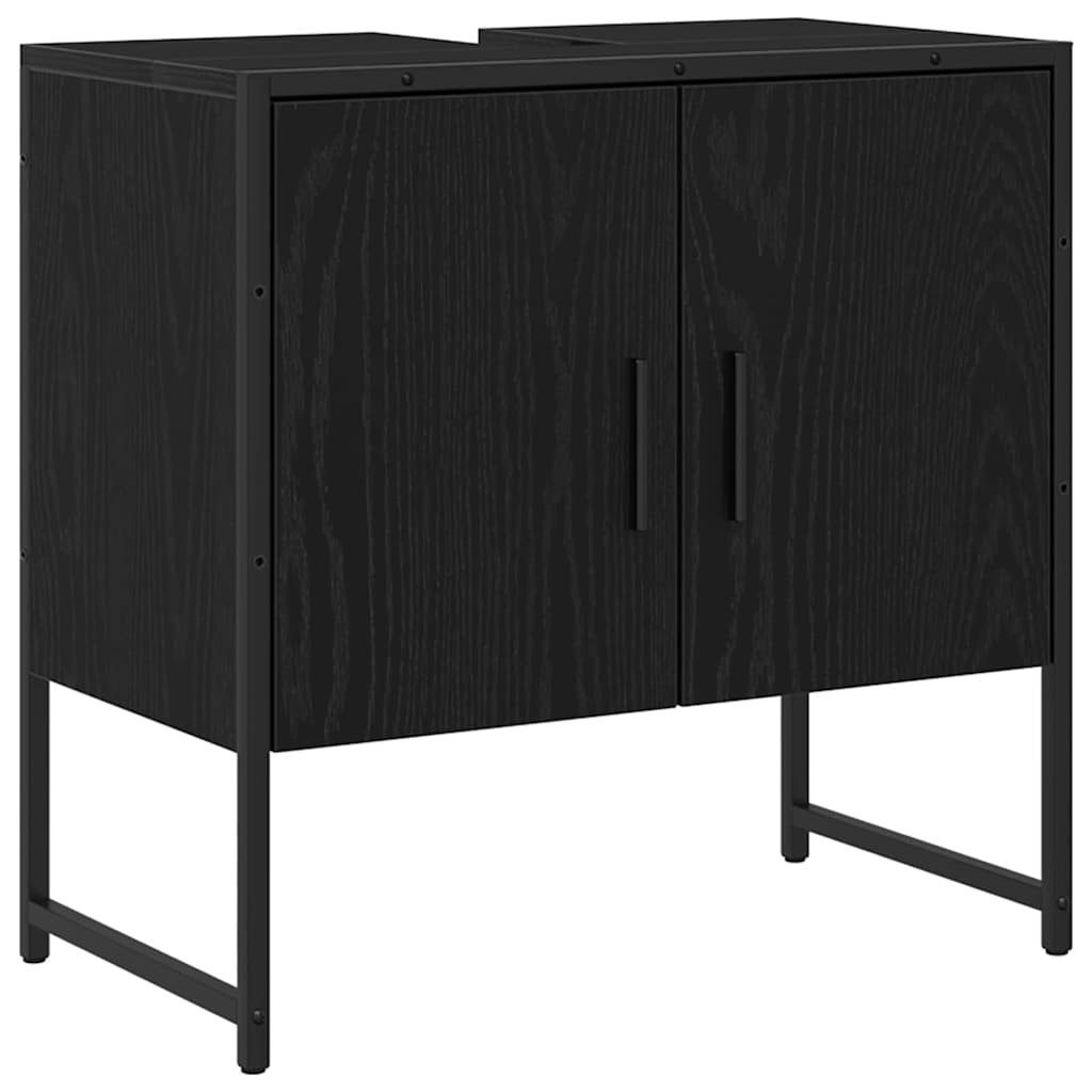vidaXL Badezimmerspiegelschrank Waschbeckenunterschrank Schwarz Eichen-Optik 60 x 30 x 60 cm (1-St)