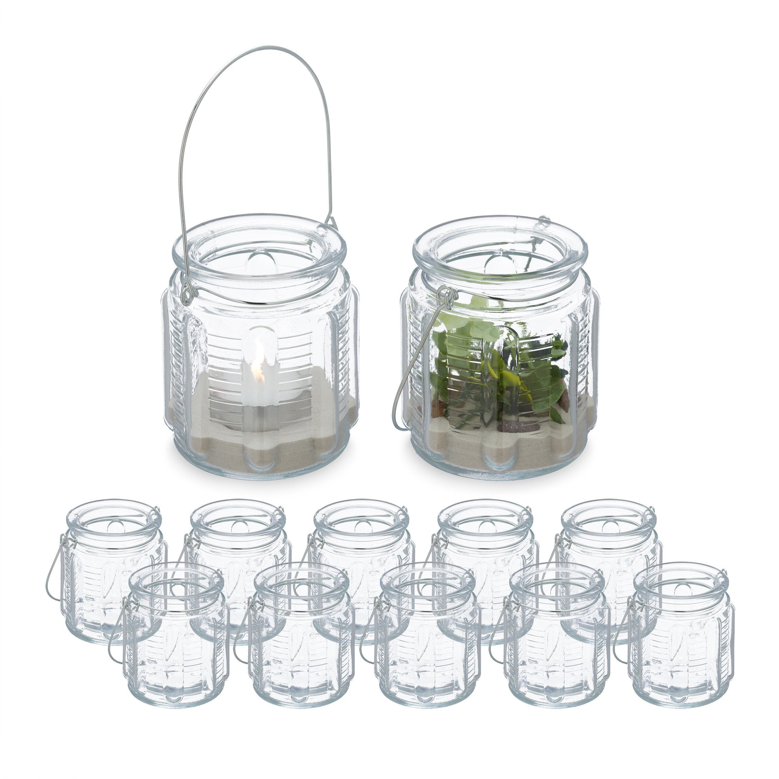 relaxdays Windlicht Transparentes Windlicht im 12er günstig online kaufen