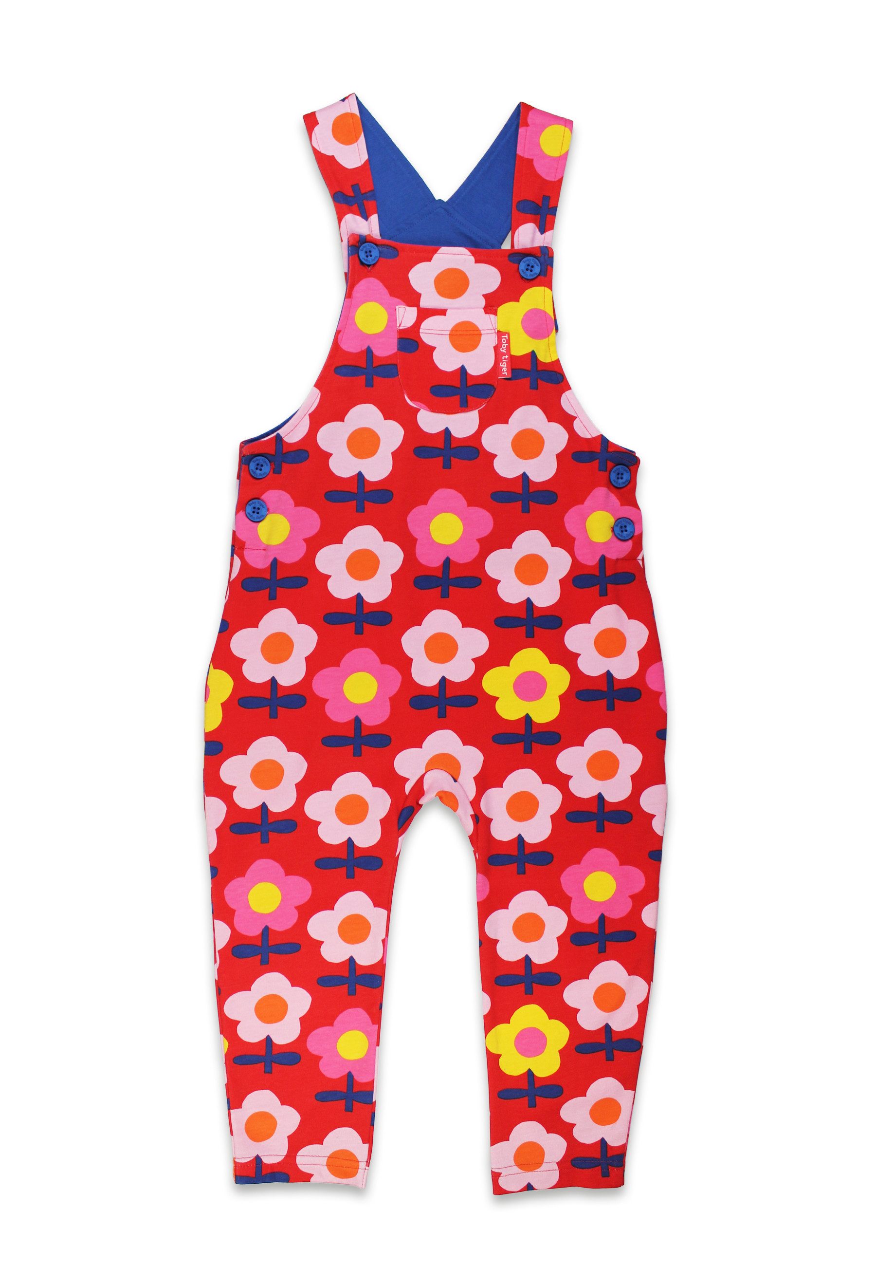 Latzhose Latzhose mit Retro Blumen Druck